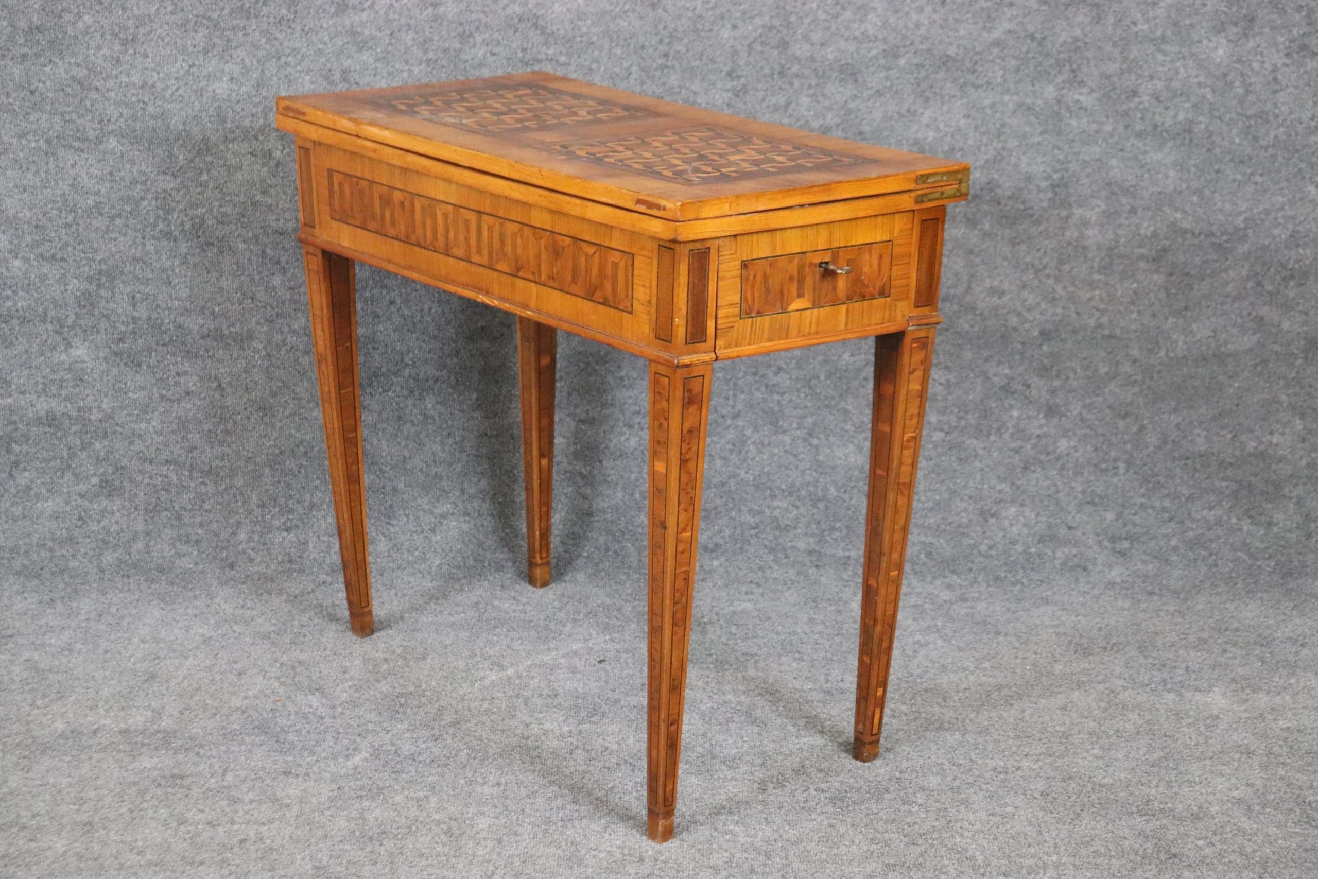 Antique 18th Century Italian Olive Wood Flip Top Game Table, Accent Table - Image 2