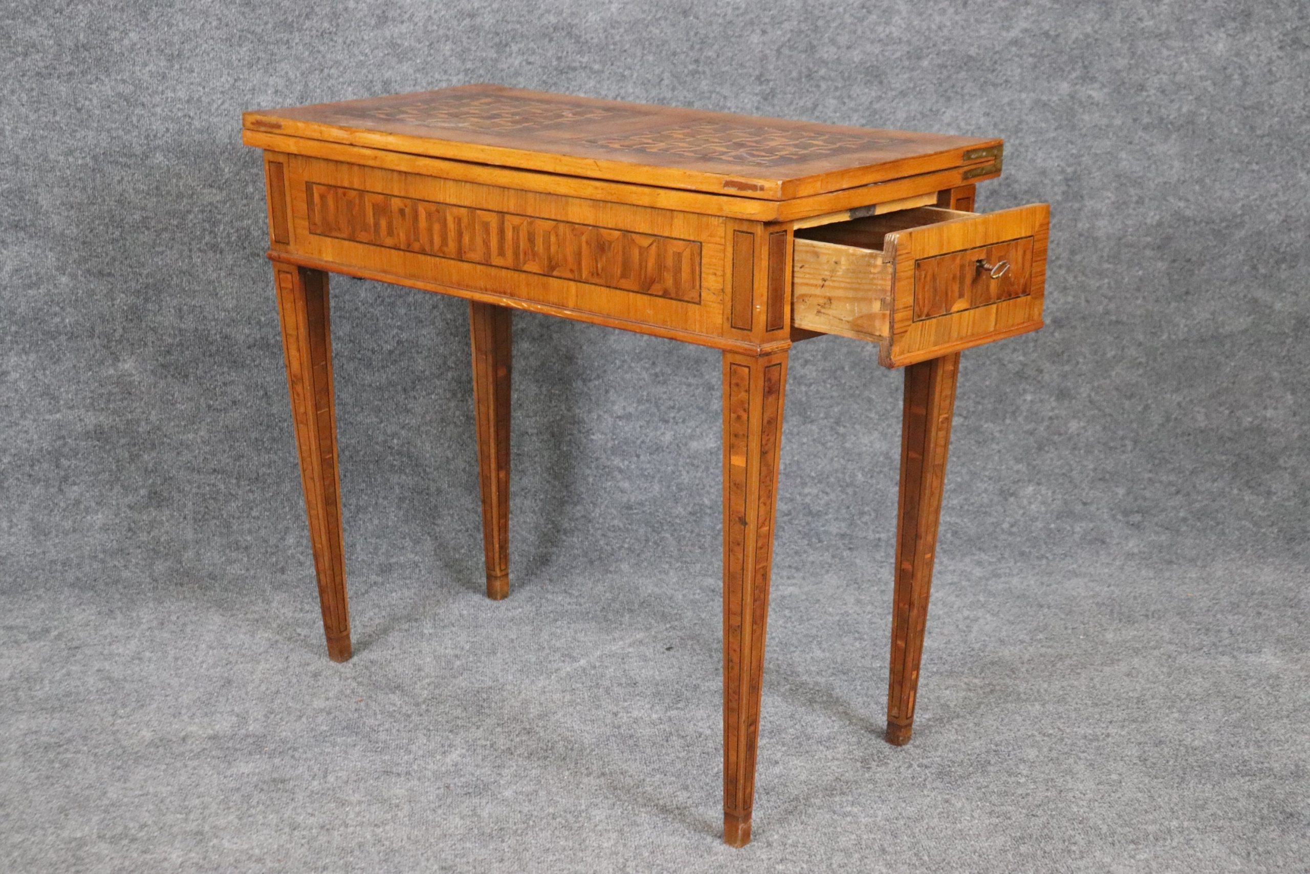 Antique 18th Century Italian Olive Wood Flip Top Game Table, Accent Table - Image 4