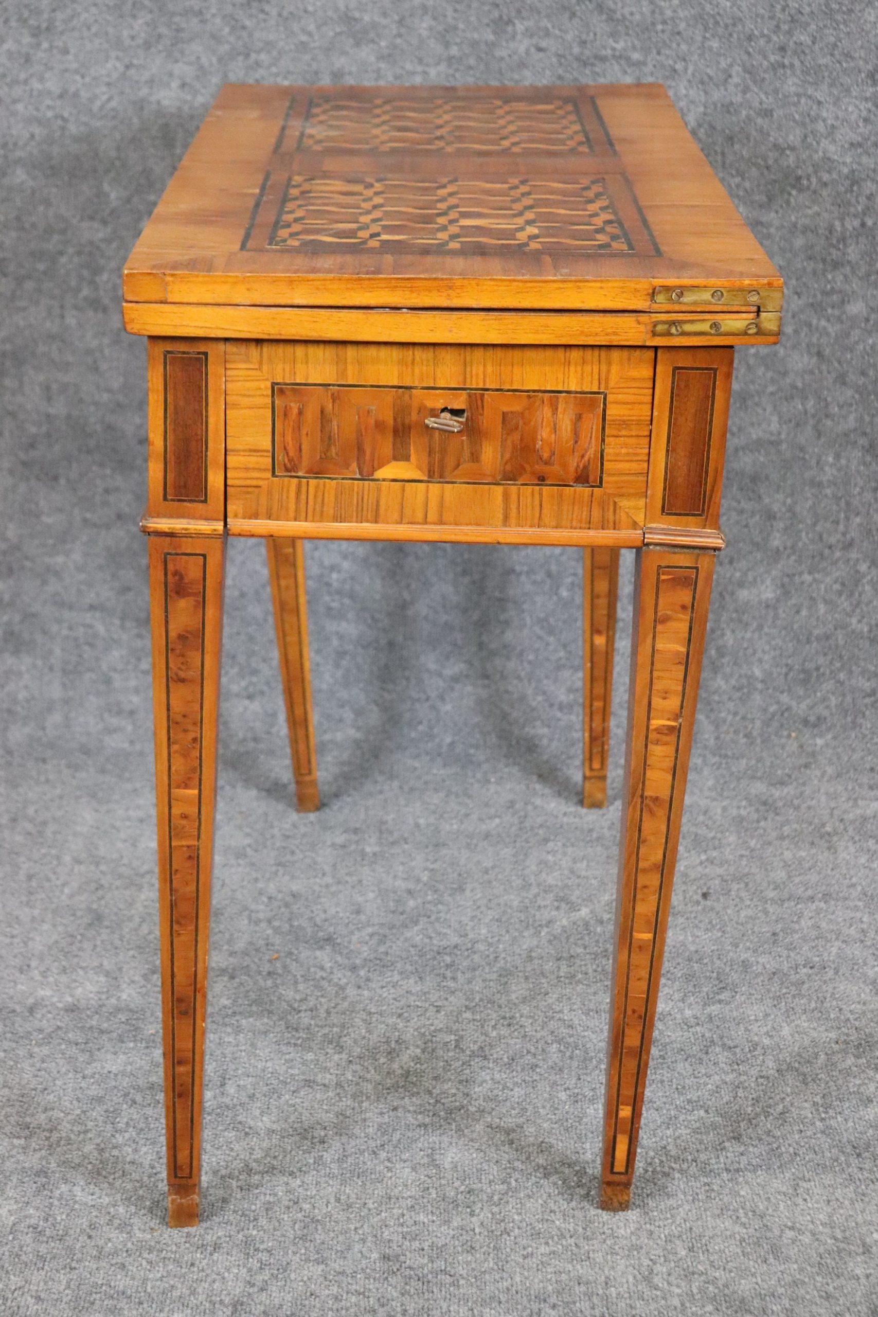 Antique 18th Century Italian Olive Wood Flip Top Game Table, Accent Table - Image 7