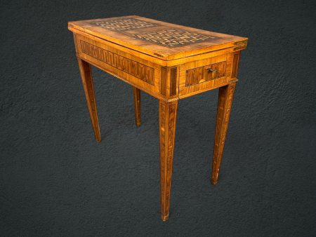 Antique 18th Century Italian Olive Wood Flip Top Game Table, Accent Table