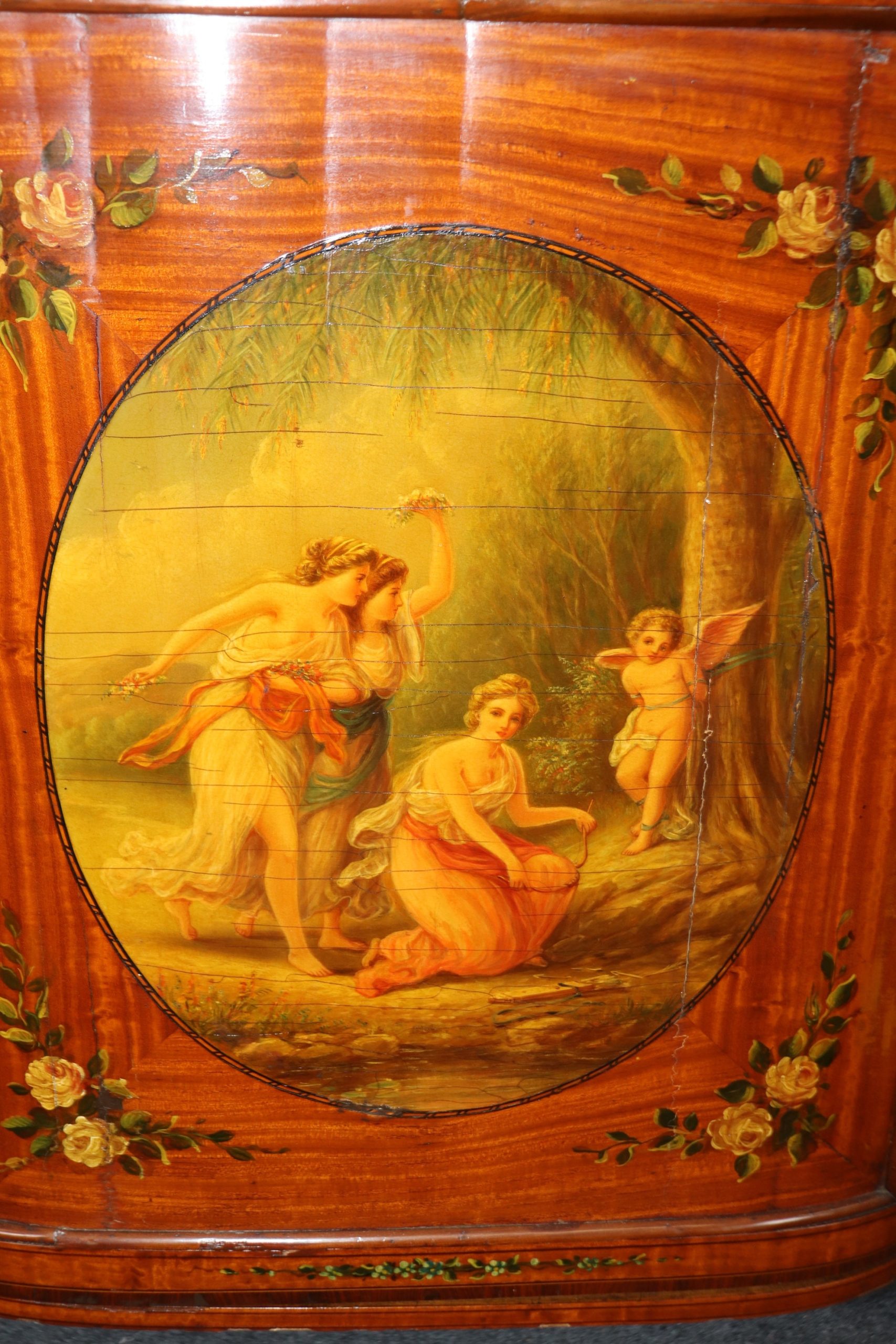 Antique 19th Century English Adams 2 Piece Paint Decorated Display Cabinet, Curio Cabinet - Image 9