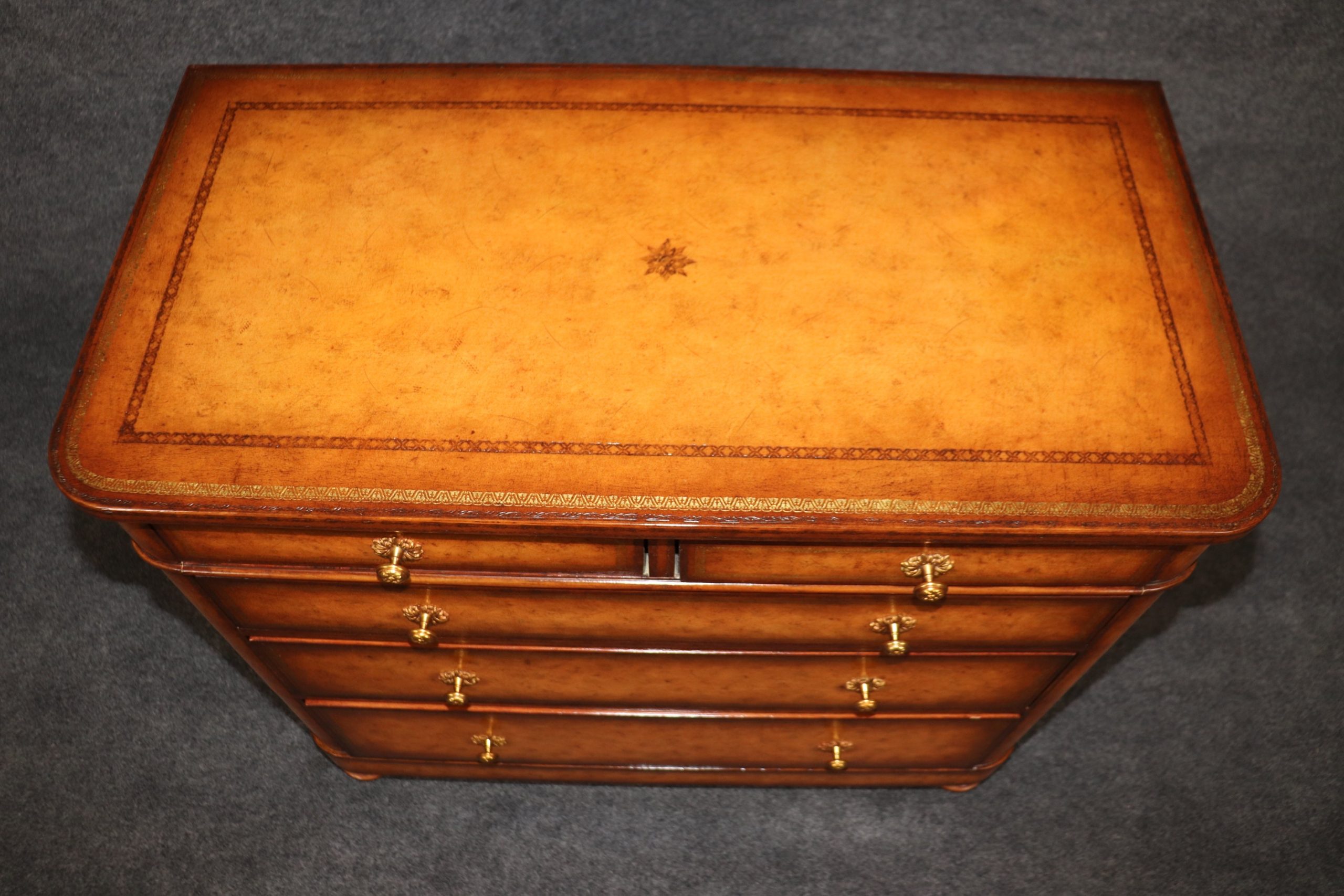Maitland Smith Leather Wrapped Chest of Drawers, Dresser - Image 6