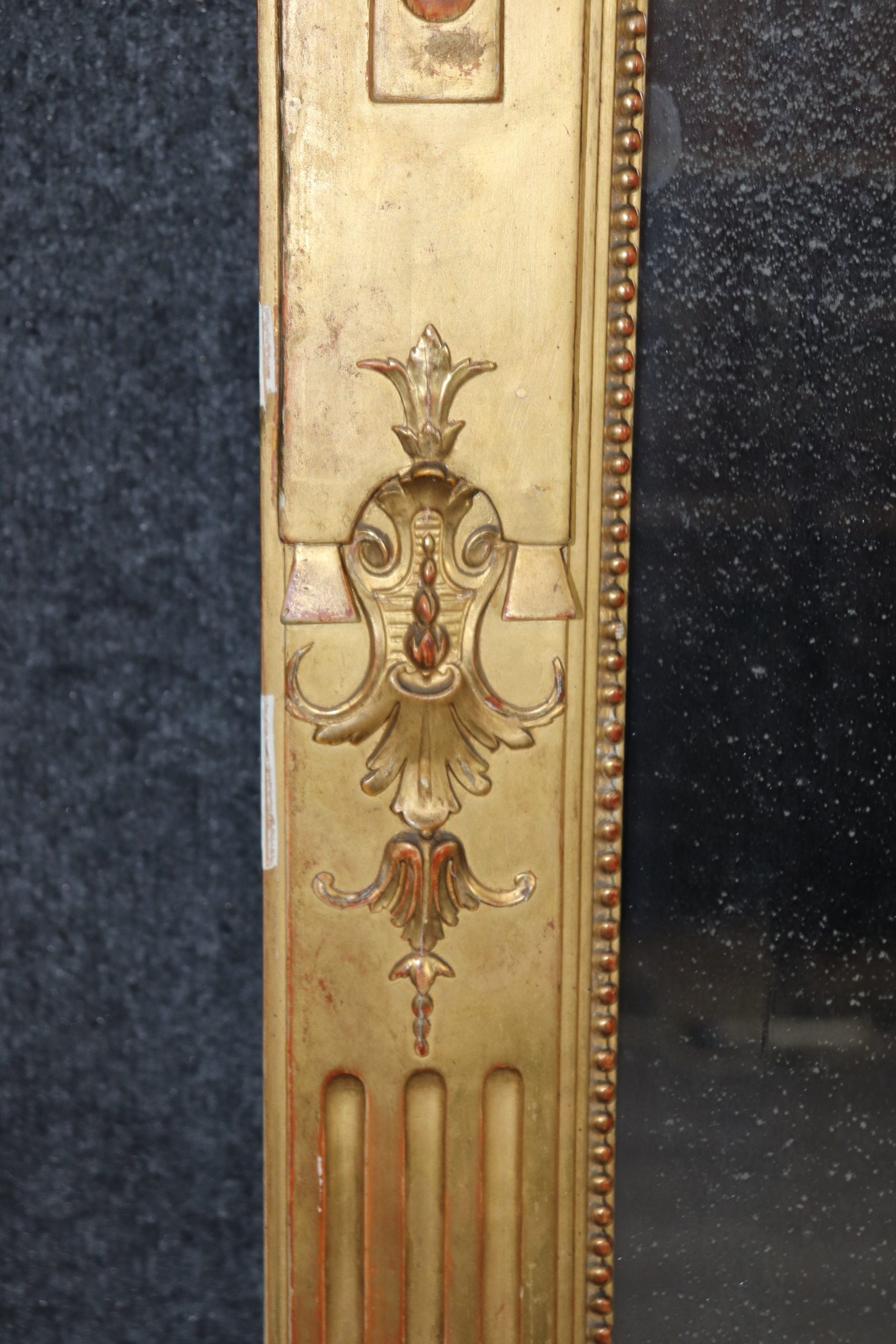 Antique 19th Century Louis XVI Style Gold Gilt Carved Figural Mirror, Vintage Mirror - Image 6