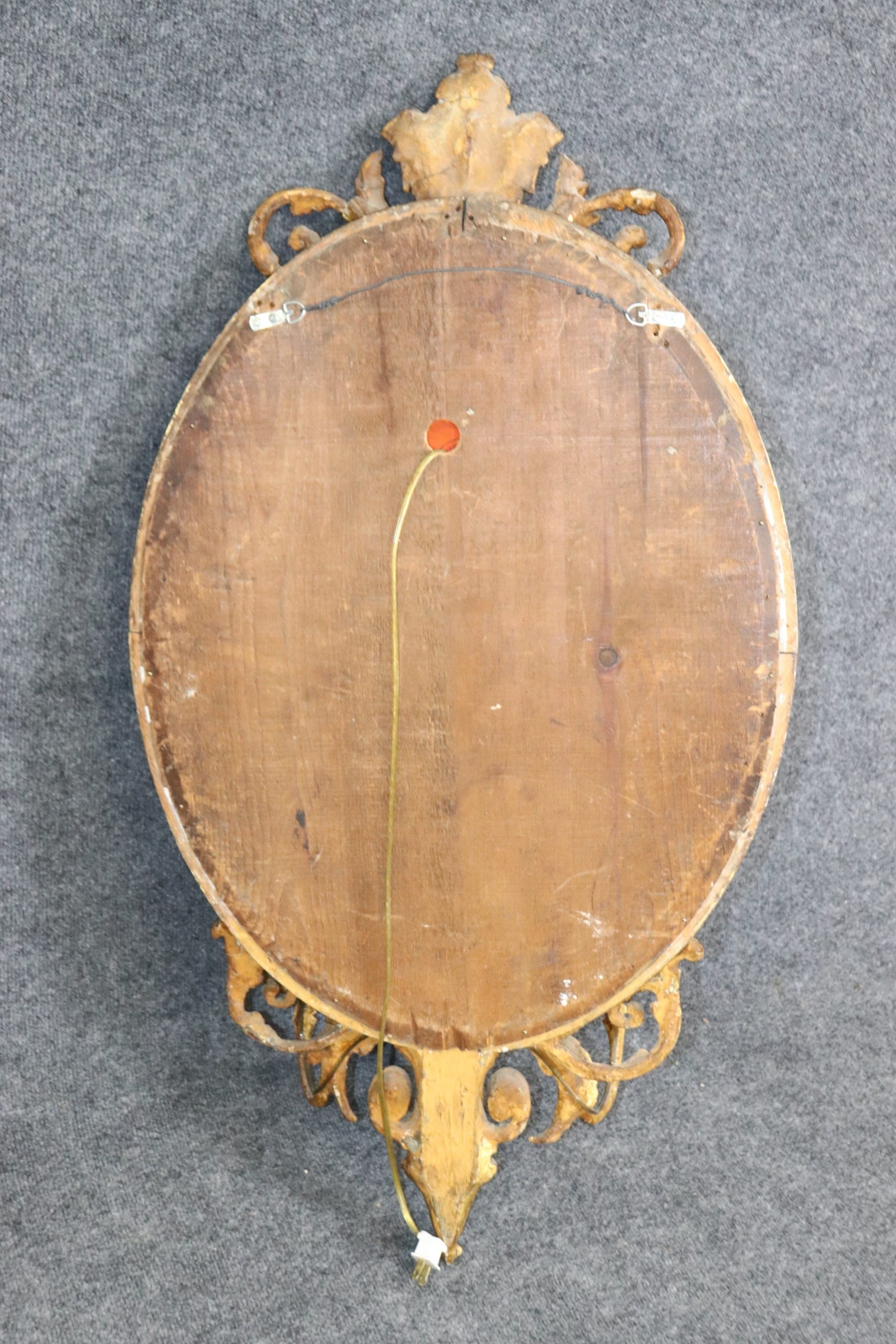 Pair of Antique 19th Century French Gold Gilt 3 Light Sconce Mirrors, Vintage Sconces - Image 3