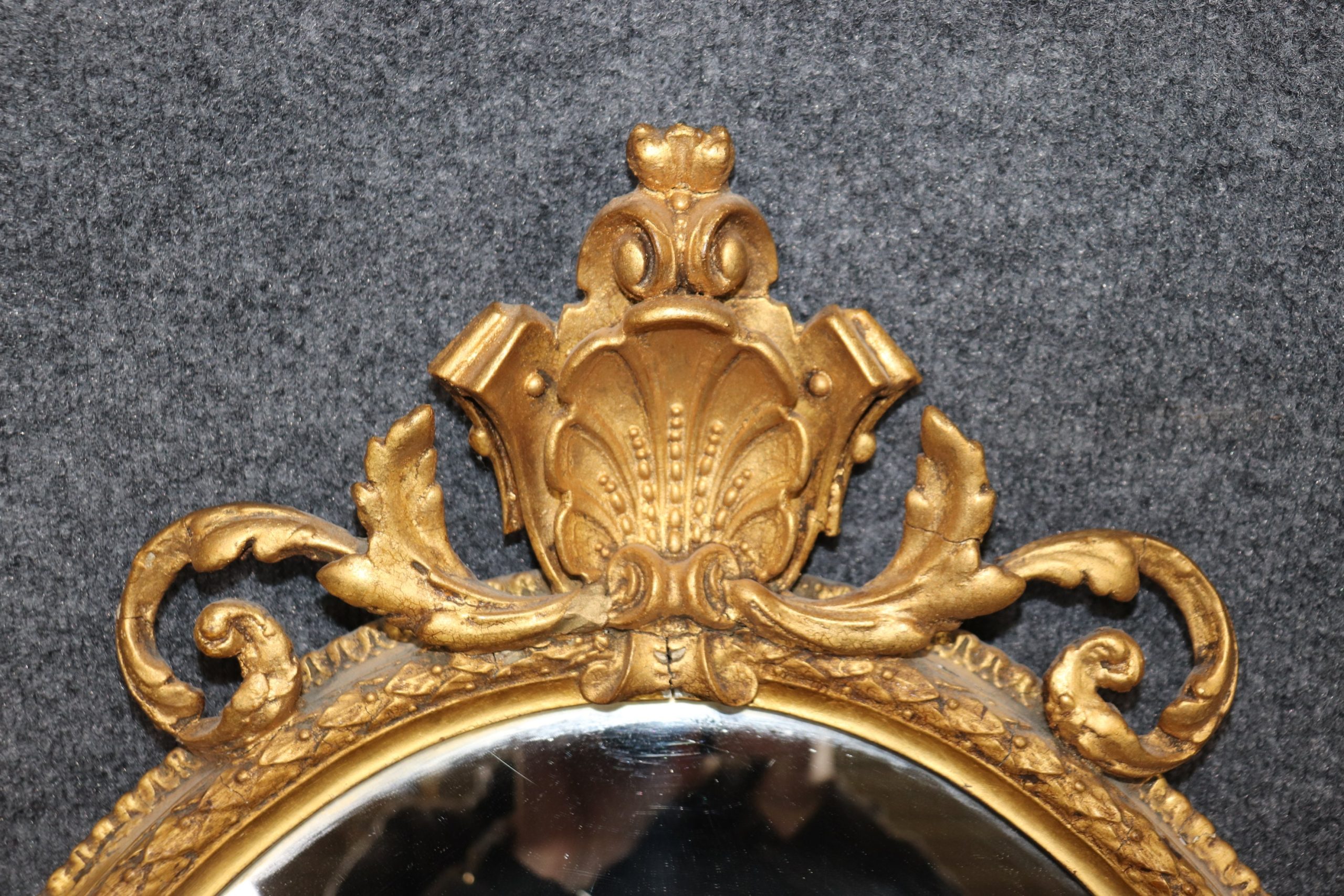 Pair of Antique 19th Century French Gold Gilt 3 Light Sconce Mirrors, Vintage Sconces - Image 5