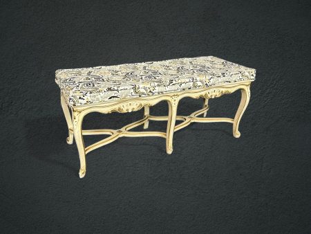 Louis XV Style Distressed Paint Decorated Window Bench circa 1960s, Vintage Bench