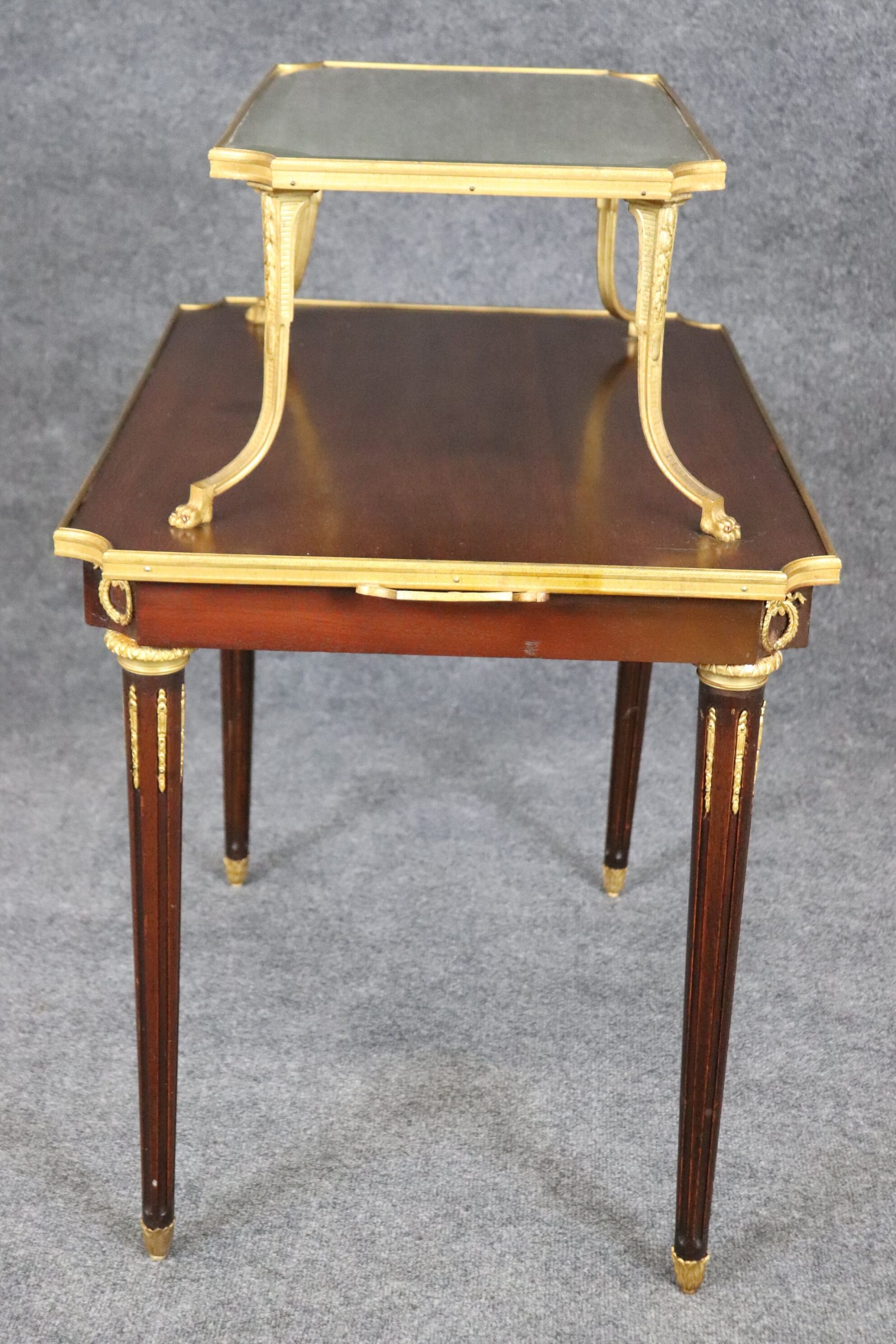 Antique French Louis XVI Style Ormolu Mounted Two Tier Accent Table, Dessert Table - Image 3