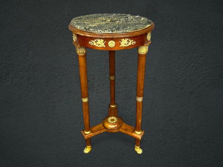Antique French Empire Style Marble Top End Table circa 1910, Accent Table
