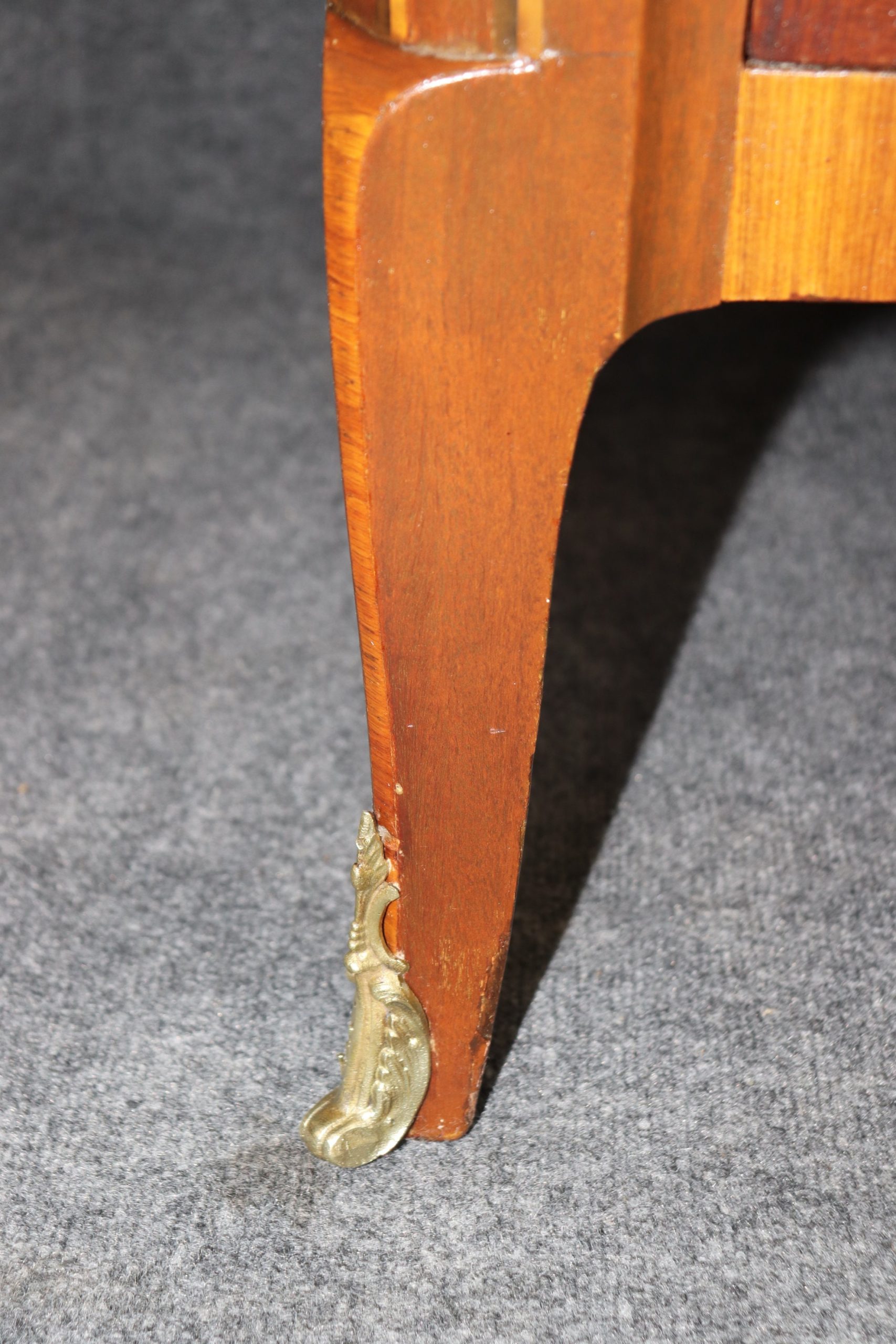 Antique Louis XV Style Marble Top Inlaid Commode circa 1920s, Chest of Drawers - Image 7