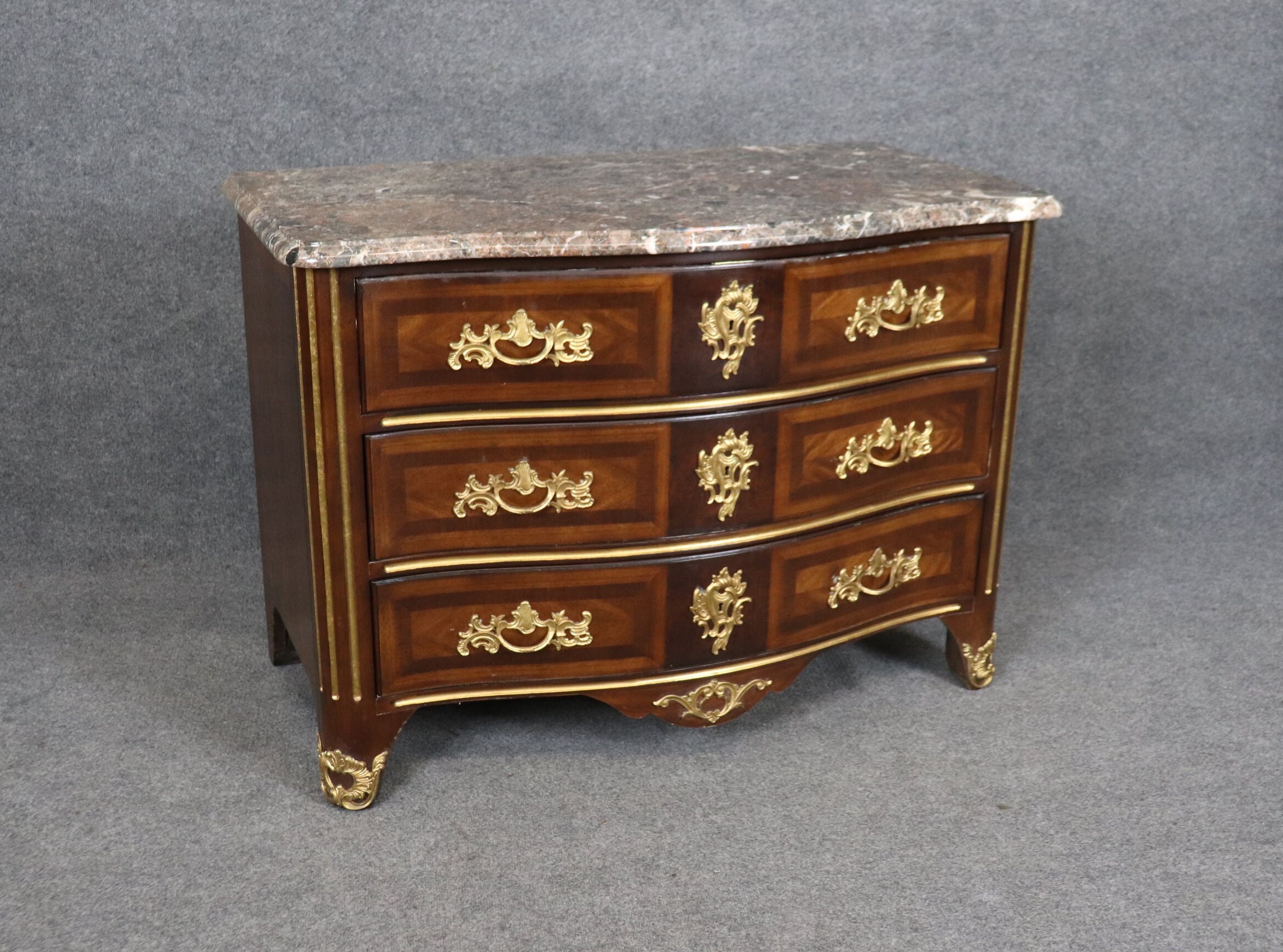 E.J. Victor Newport Historic Collection Regence Style Marble Top Commode, Chest of Drawers