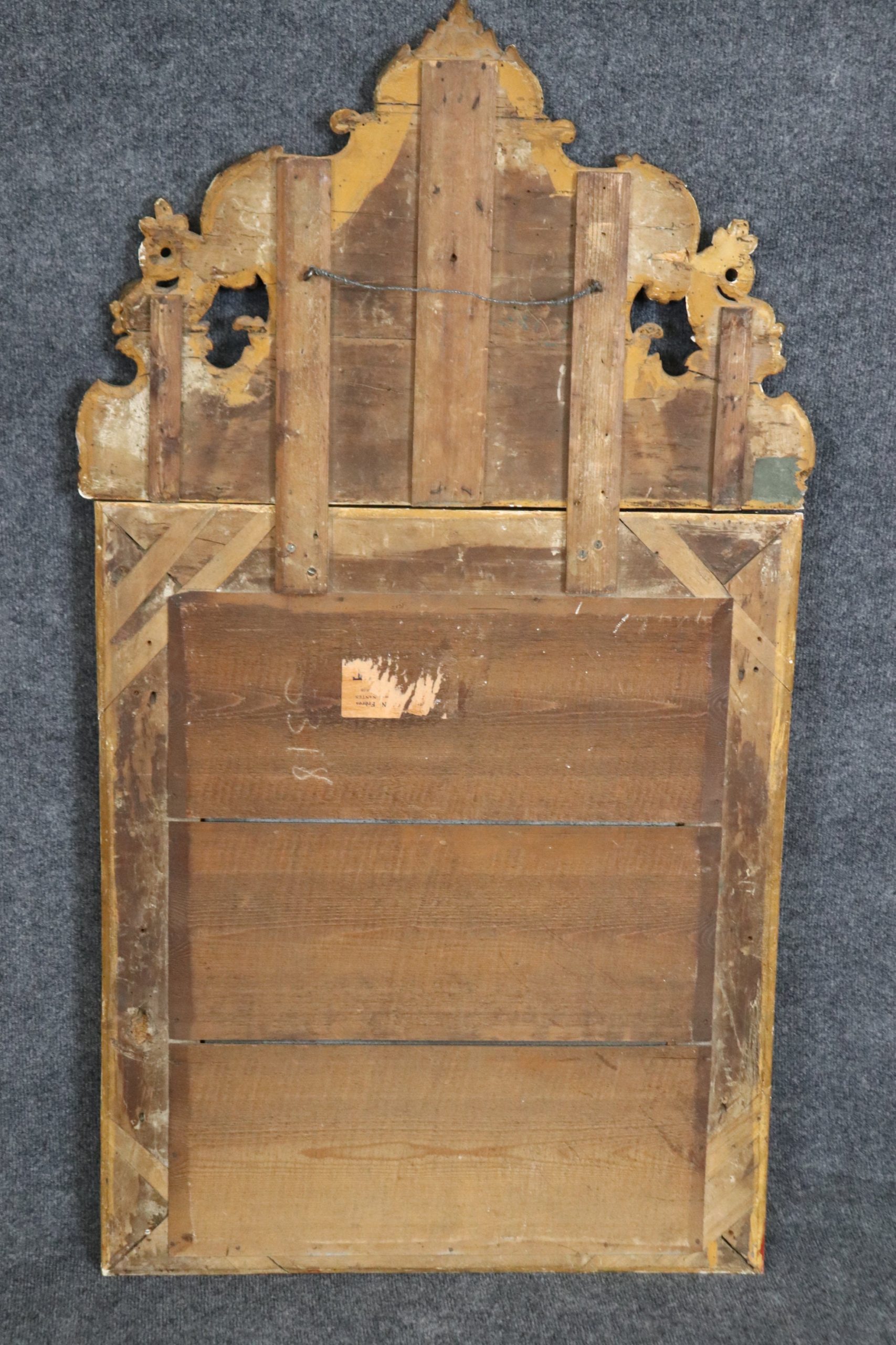 Antique 18th Century French Regency Style Gold Gilt Carved Wall Hanging Mirror, Accent Mirror - Image 8