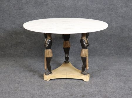 French Empire Style Carved Figural Marble Top Coffee Table, Center Table