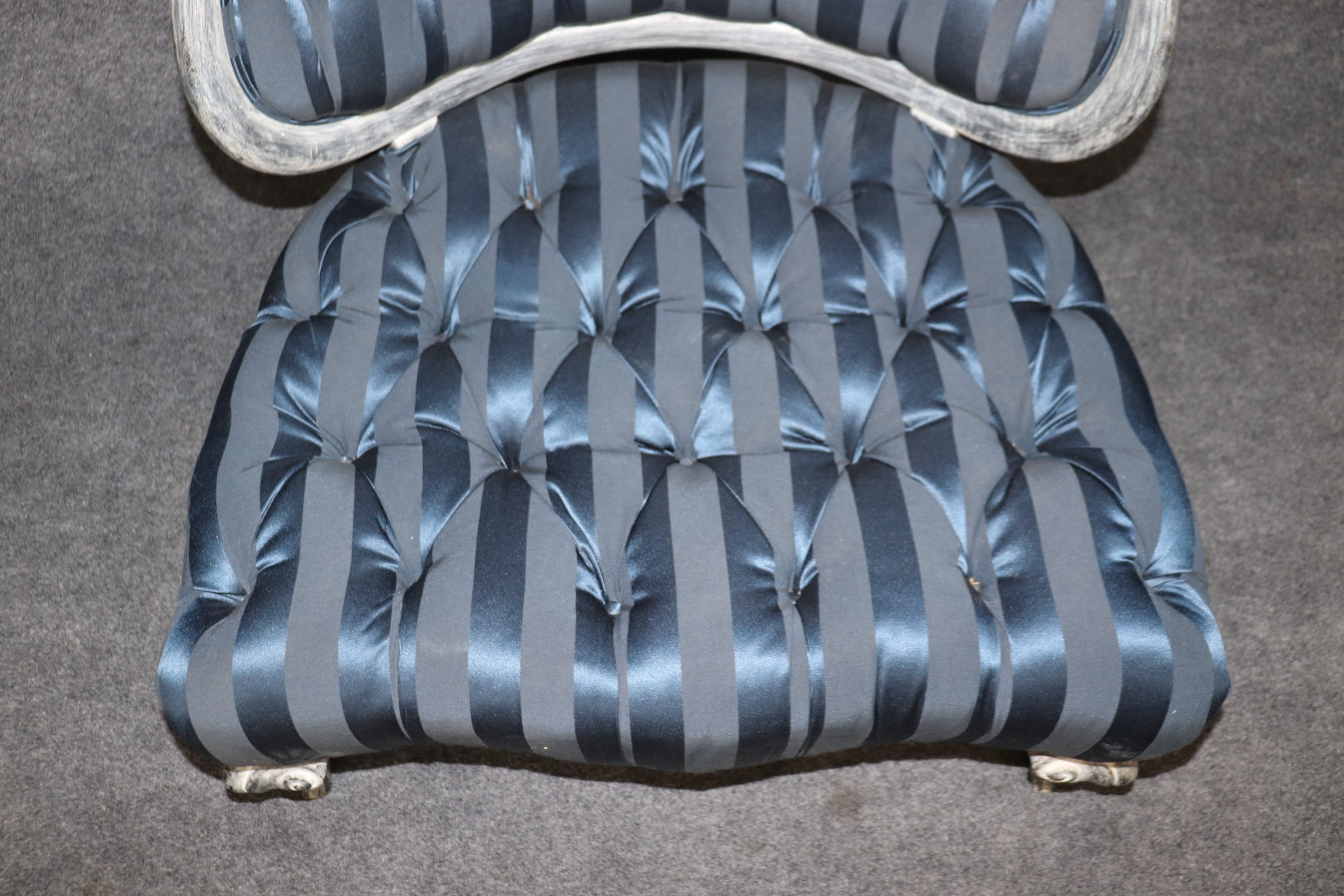 Vintage Pair of Distressed Paint Decorated Lounge Chairs, Slipper Chairs - Image 7