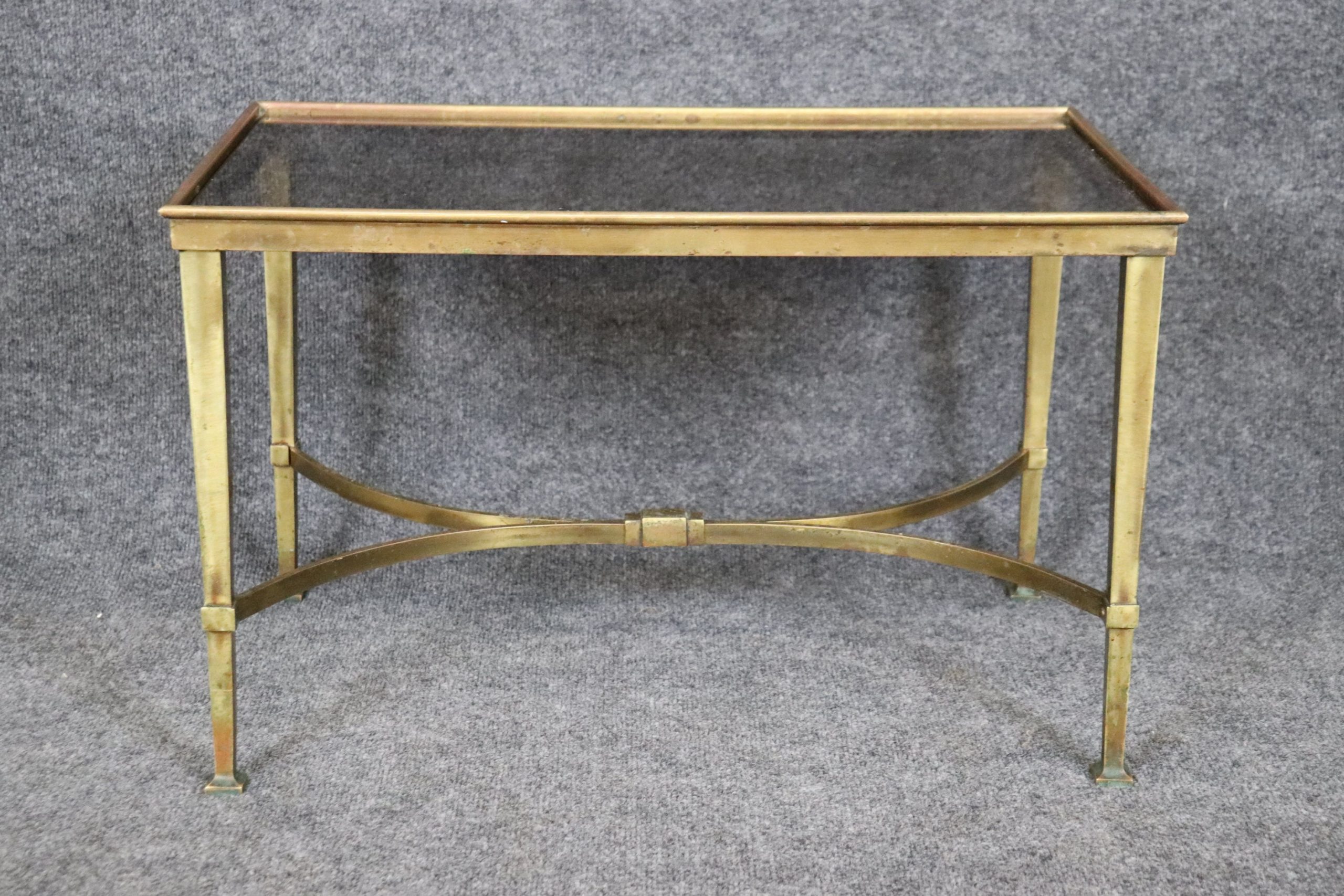 French Directoire Style Gold Gilt Bronze Glass Top End Table, Side Table - Image 2