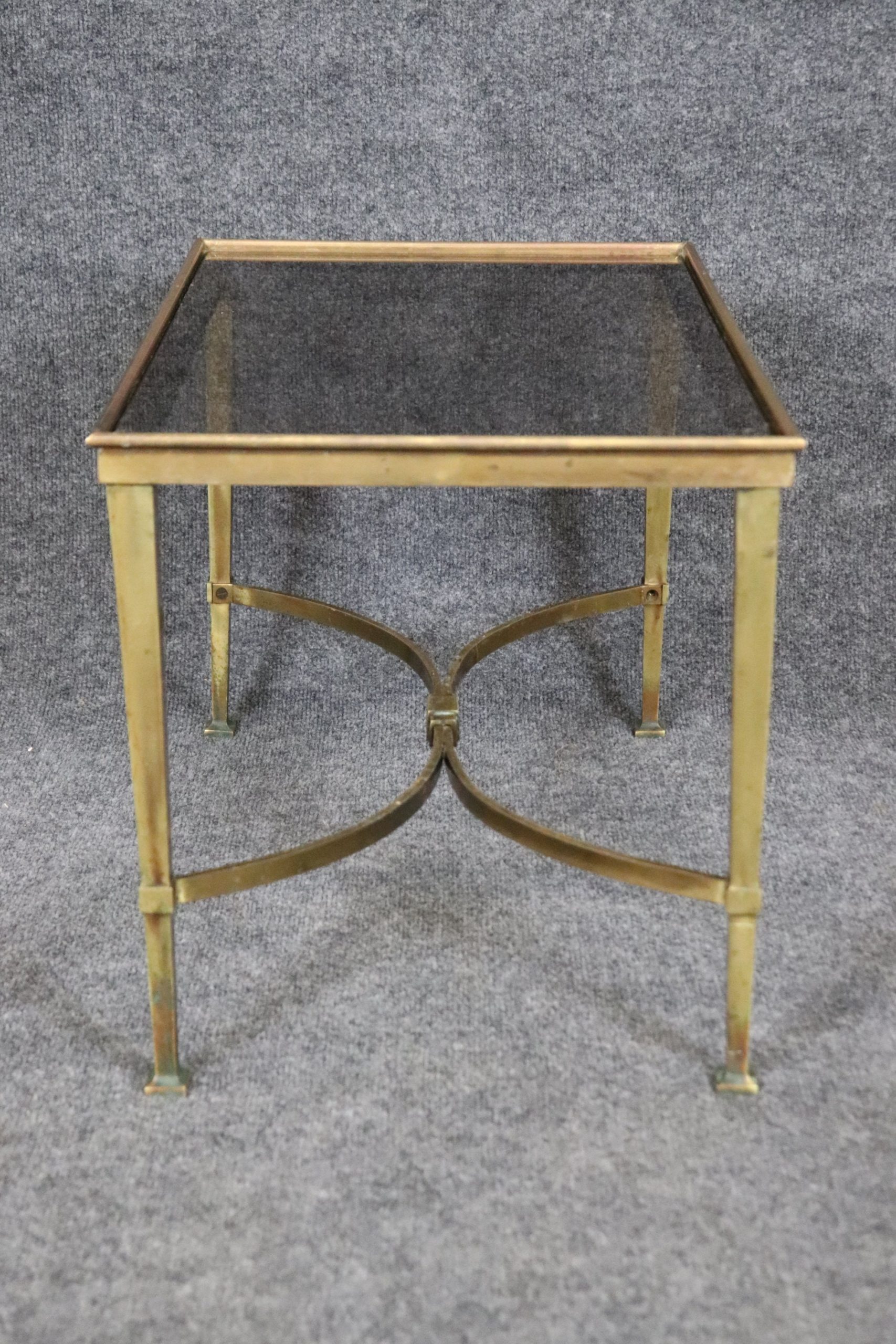 French Directoire Style Gold Gilt Bronze Glass Top End Table, Side Table - Image 3