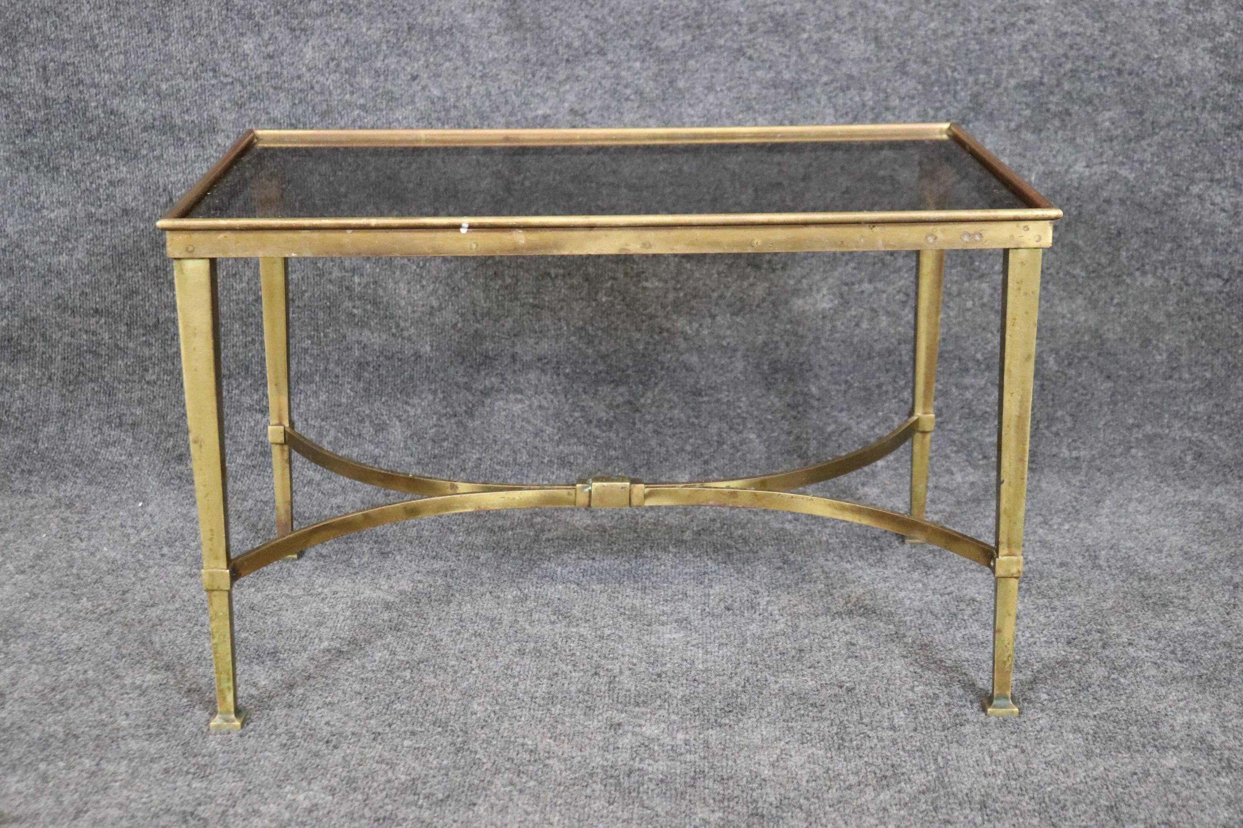 French Directoire Style Gold Gilt Bronze Glass Top End Table, Side Table - Image 4