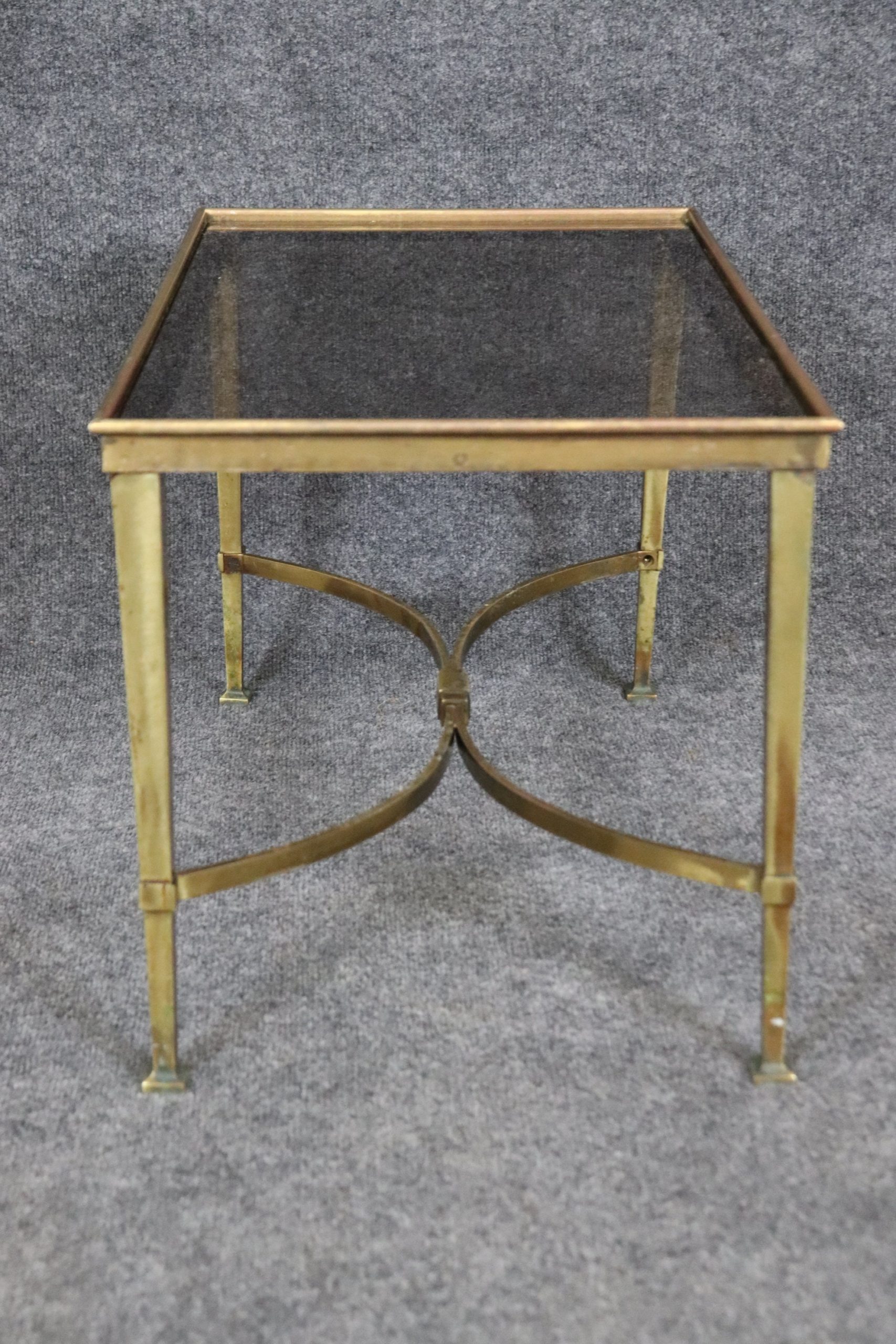 French Directoire Style Gold Gilt Bronze Glass Top End Table, Side Table - Image 5