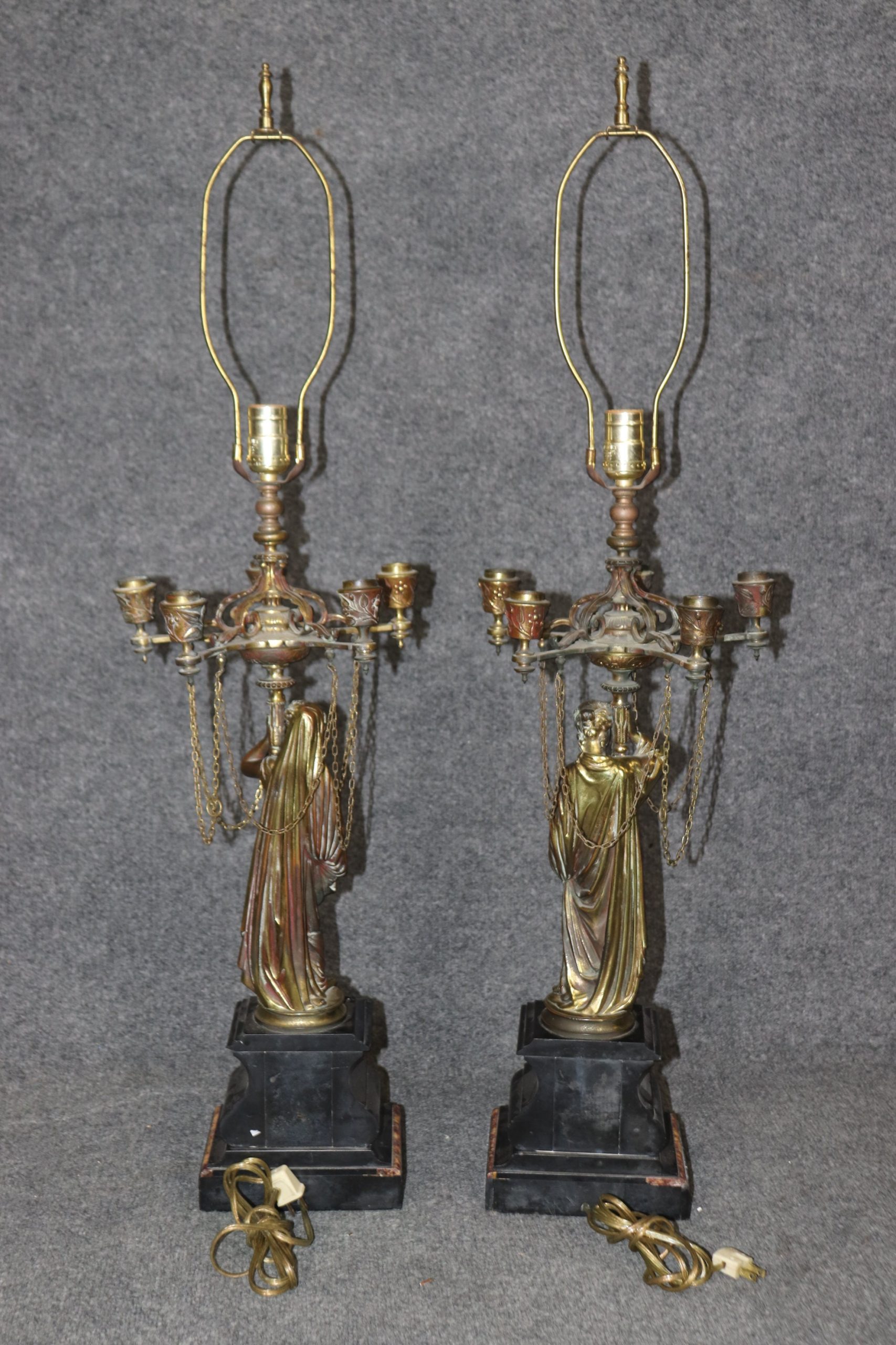 Pair of Victorian Figural Table Lamps circa 1920s, Lamp - Image 3