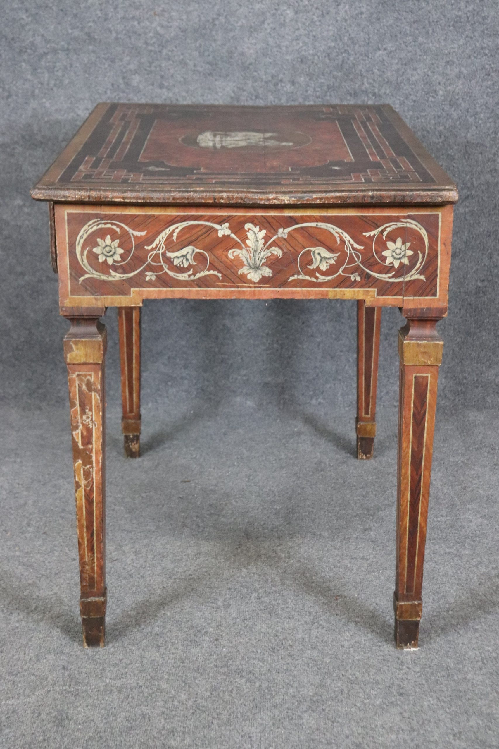 Antique 18th Century Italian Paint Decorated Writing Desk, Accent Table - Image 3