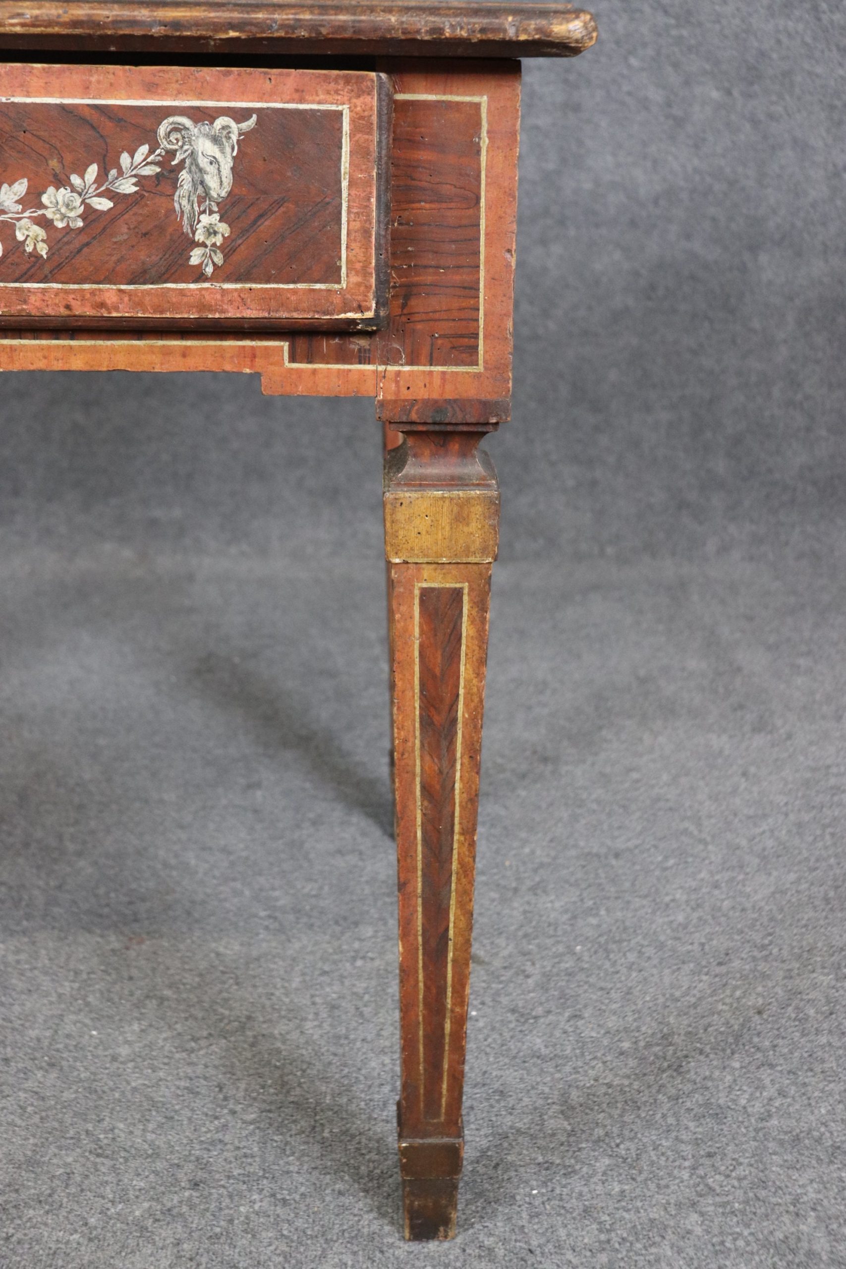Antique 18th Century Italian Paint Decorated Writing Desk, Accent Table - Image 8