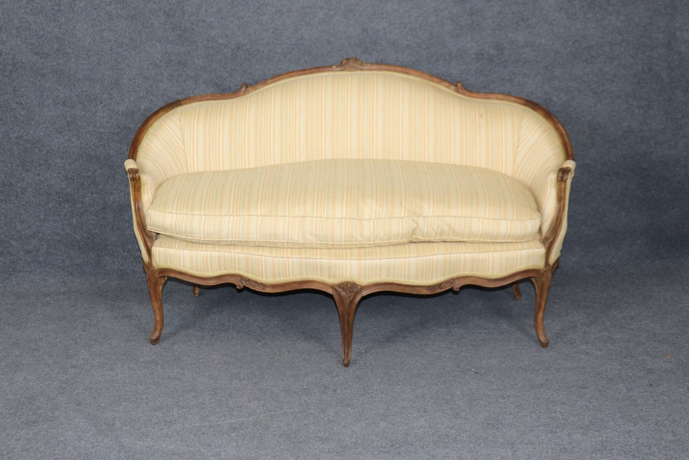 18th C. French Louis XV Upholstered Settee, Love Seat