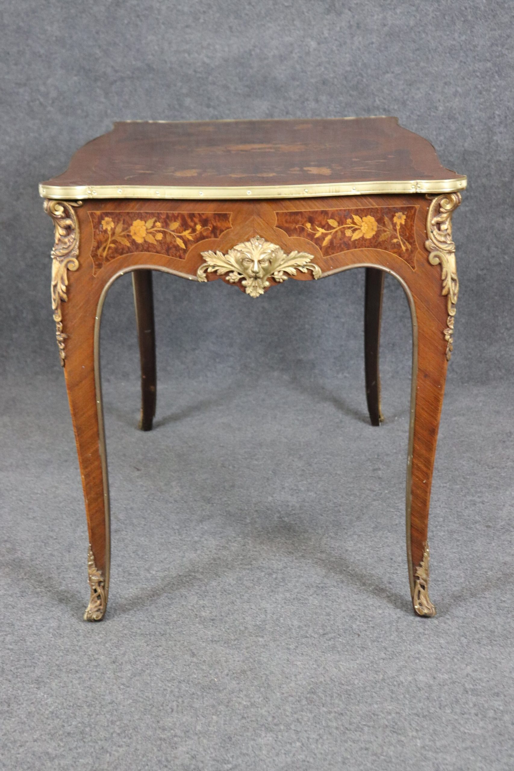 French Louis XV Style Inlaid Bronze Mounted Table Desk, Accent Table - Image 3