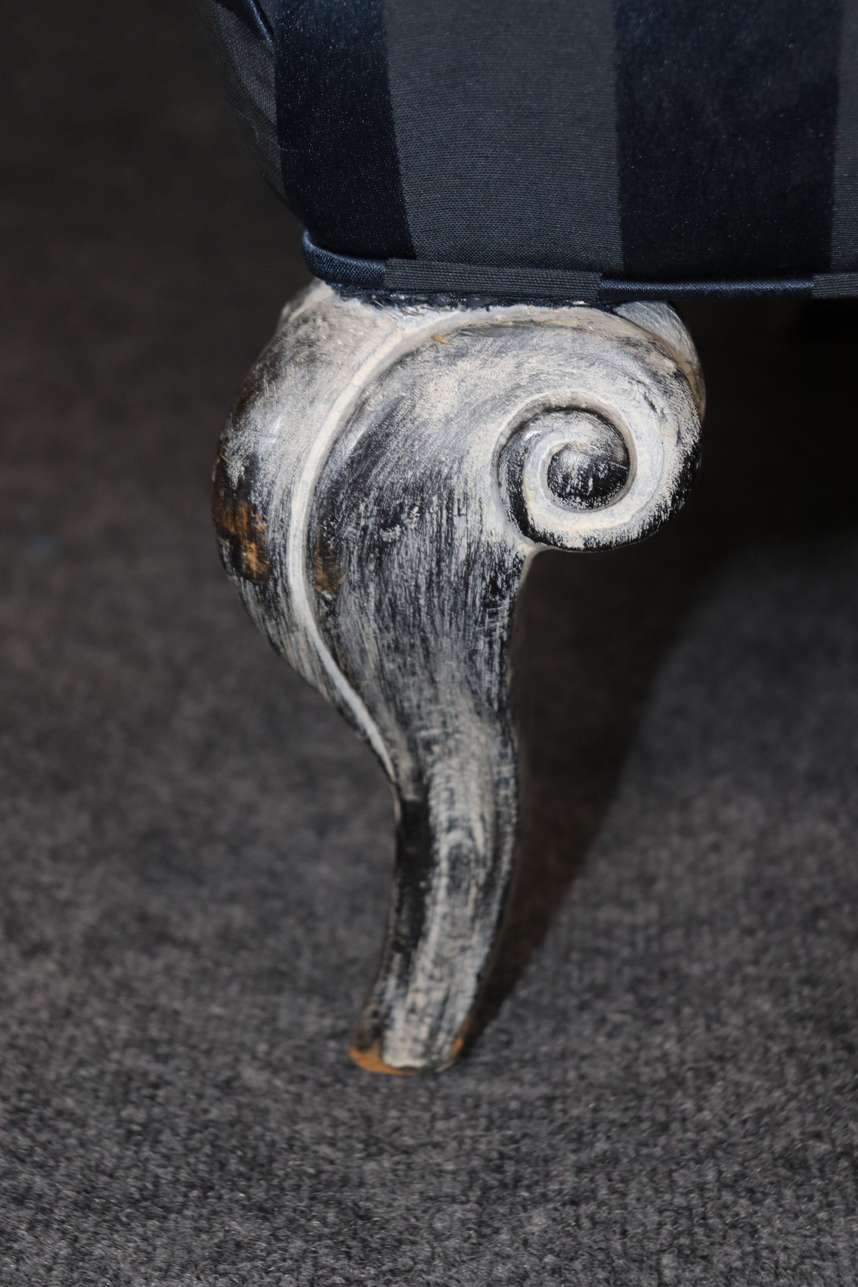 Vintage Pair of Distressed Paint Decorated Lounge Chairs, Slipper Chairs - Image 9