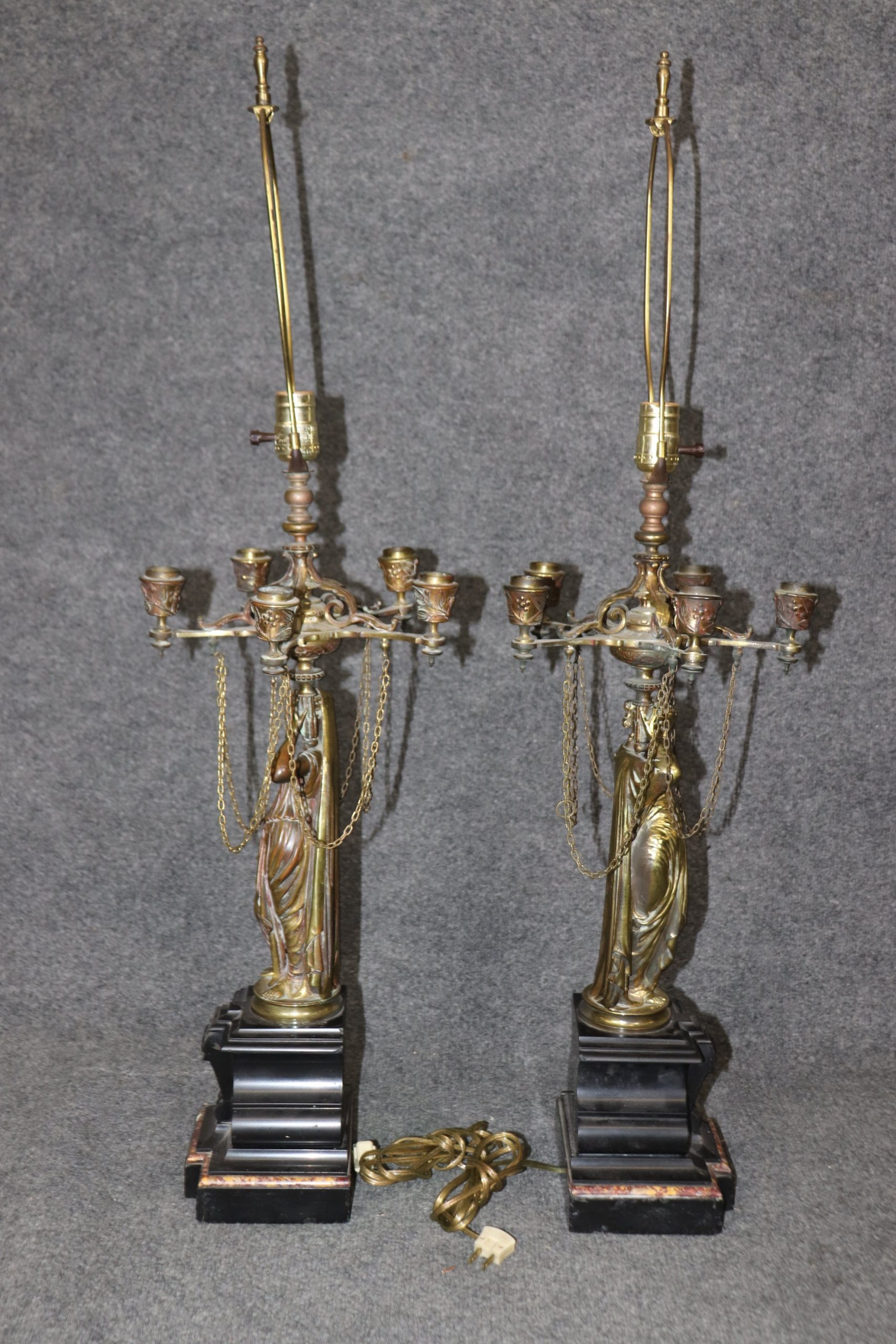 Pair of Victorian Figural Table Lamps circa 1920s, Lamp - Image 4
