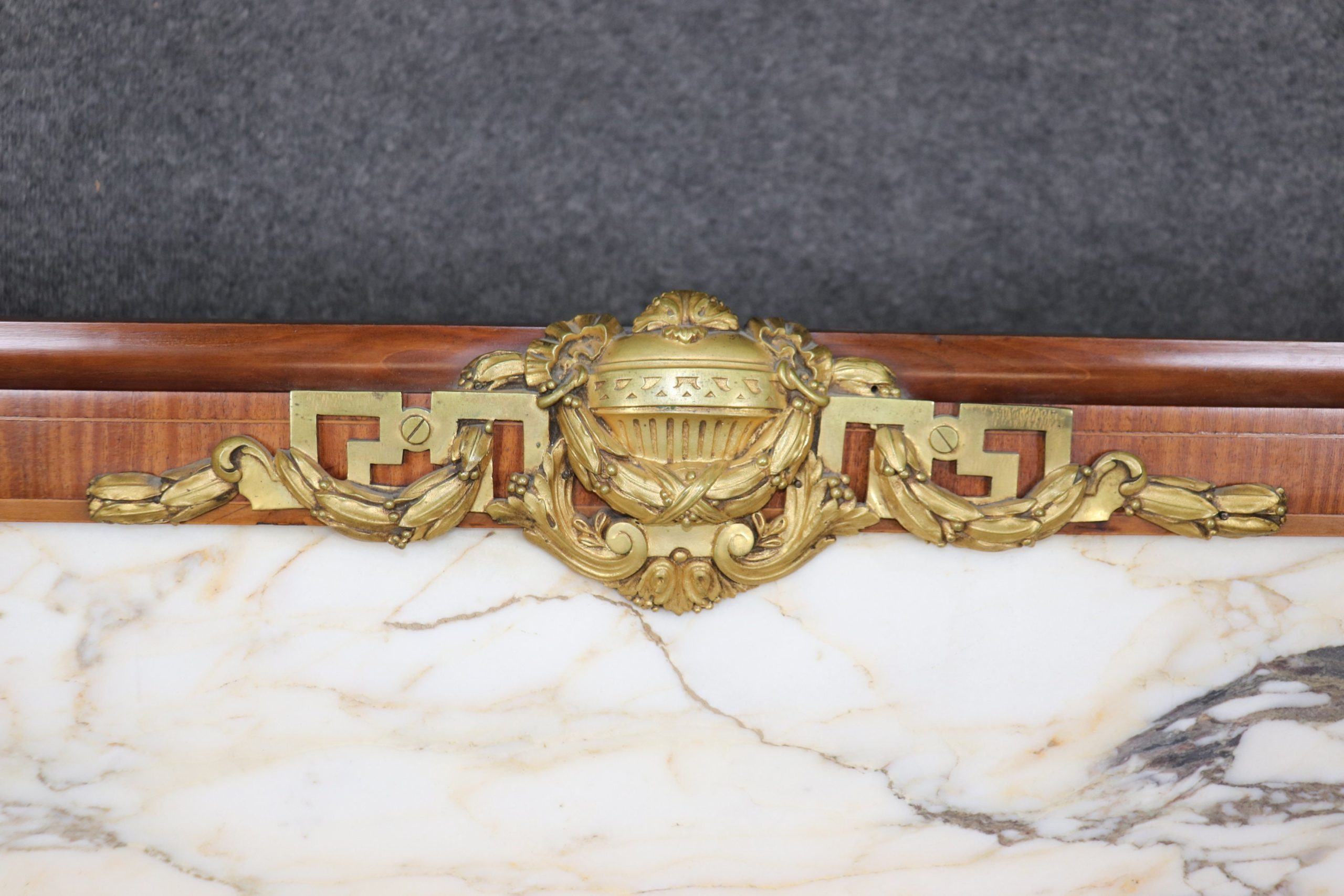 Antique Louis XVI Style Art Nouveau Inlaid Marble Top Server, Buffet - Image 6