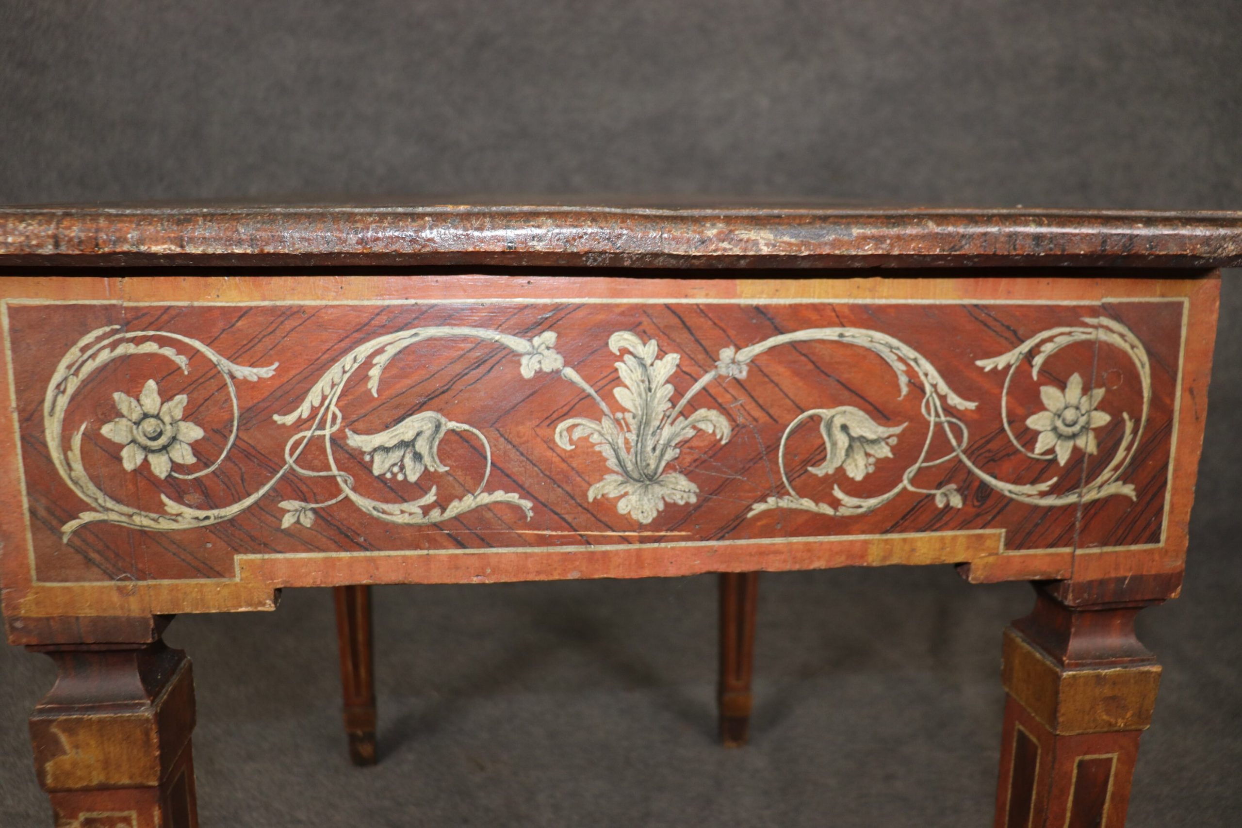 Antique 18th Century Italian Paint Decorated Writing Desk, Accent Table - Image 10