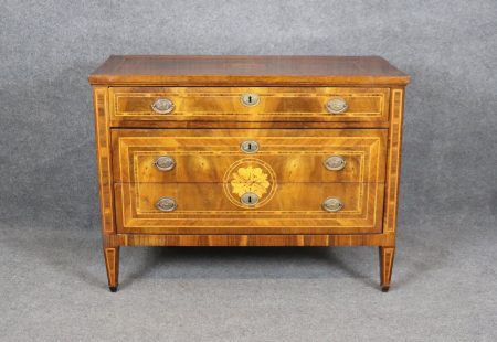 Antique 19th Century Italian Inlaid 3 Drawer Commode, Chest of Drawers