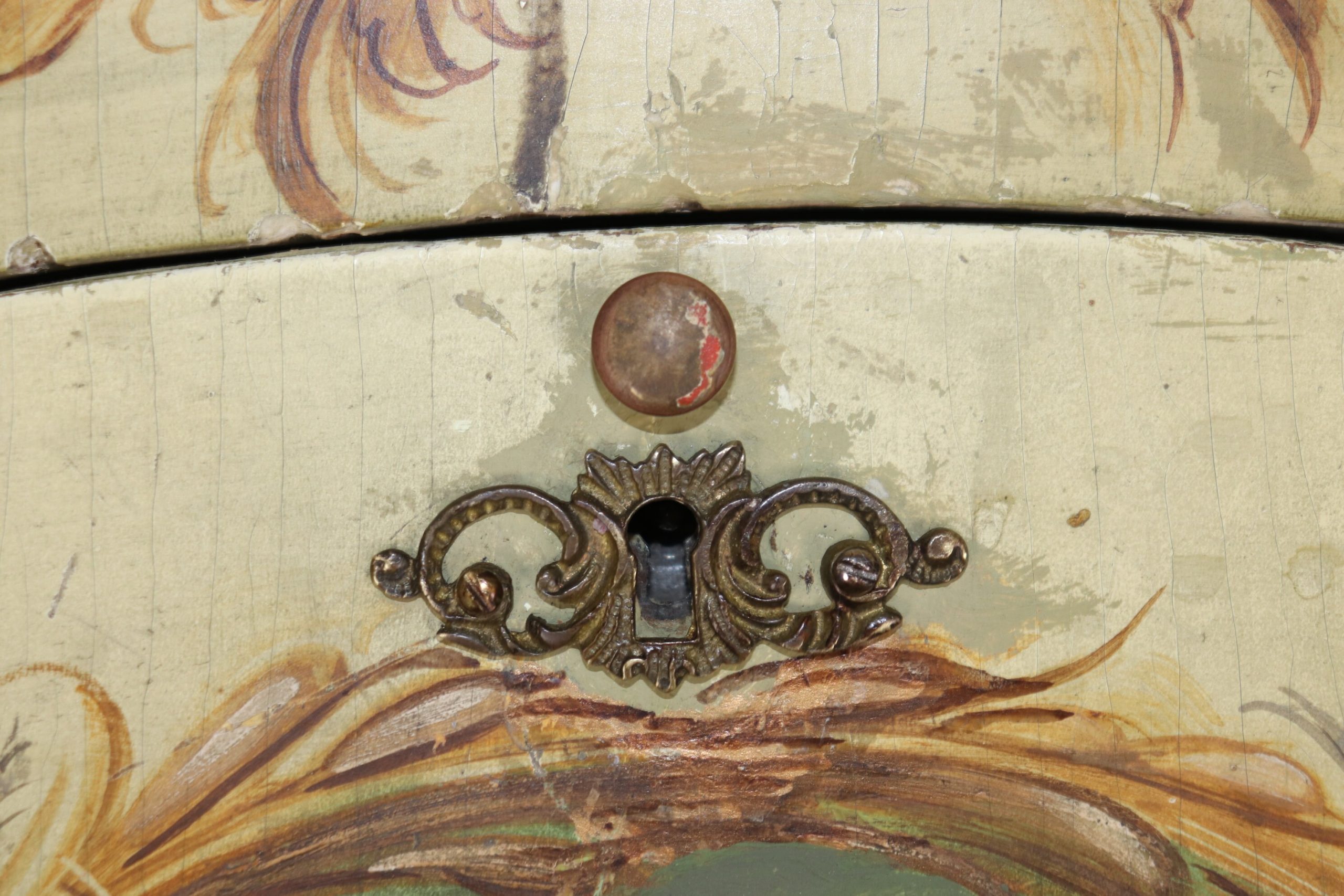 Antique 19th Century Italian Venetian 2 Piece Paint Decorated Secretary Desk, Vintage Secretary - Image 10