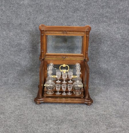 Antique French Walnut 16 Piece Tantalus Set, Barware