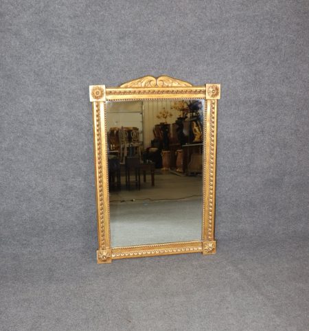 Vintage Don Ruseau Directoire Style Rectangular Carved Gold Gilt Wall Hanging Mirror, Accent Mirror