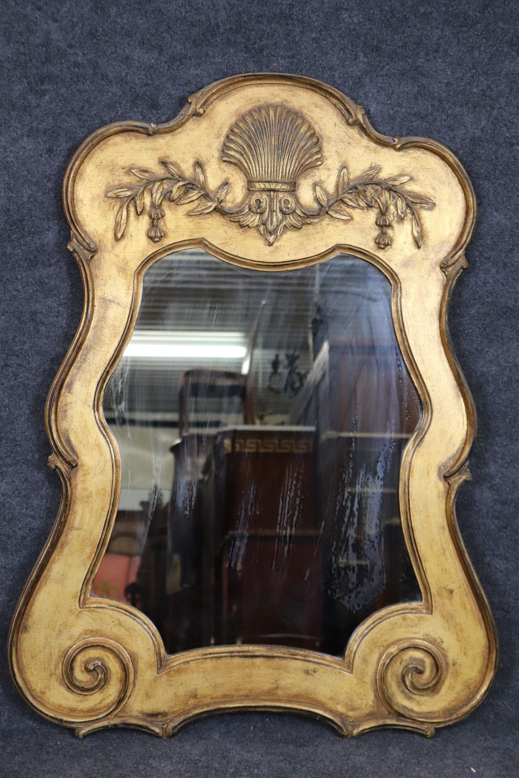 Regency Style Carved Gold Gilt Wall Hanging Mirror, Accent Mirror - Image 2