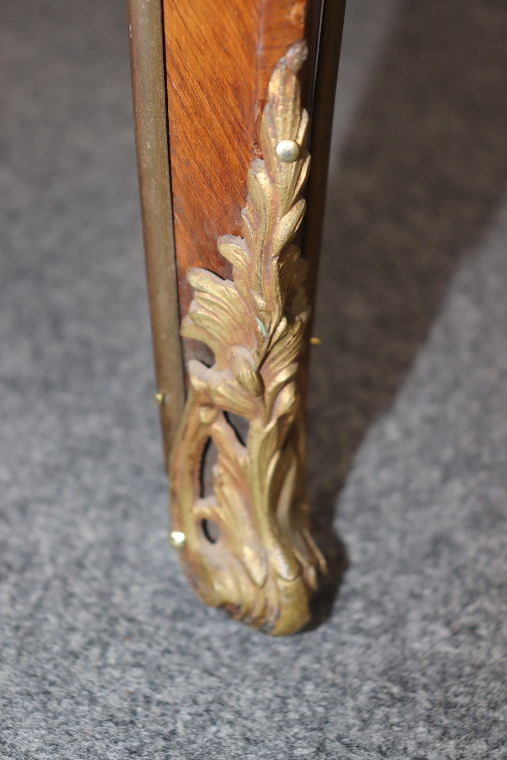 French Louis XV Style Inlaid Bronze Mounted Table Desk, Accent Table - Image 10