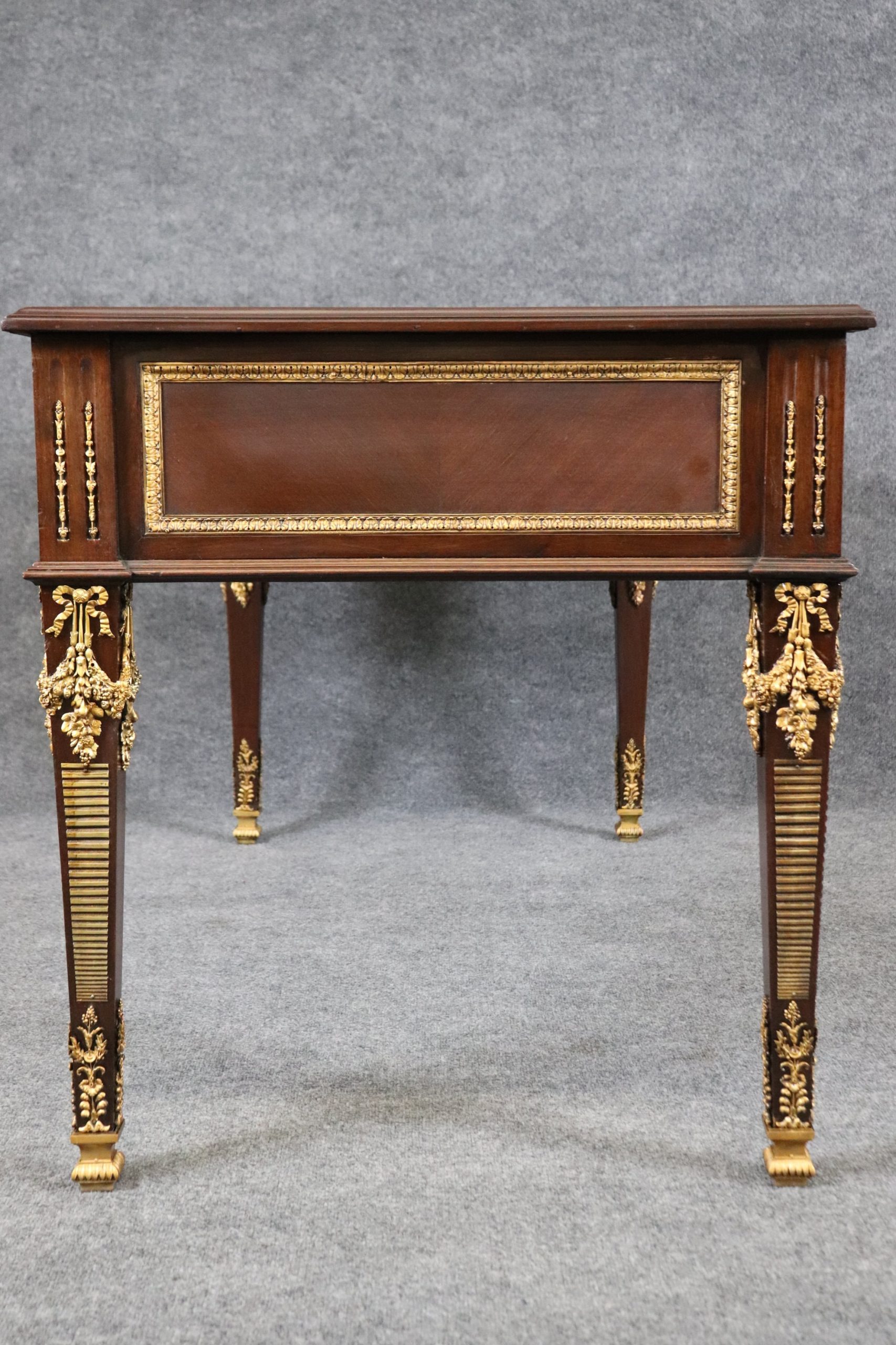 French Louis XVI Style Bronze Mounted Desk manner of Francois Linke, Executive Desk - Image 3