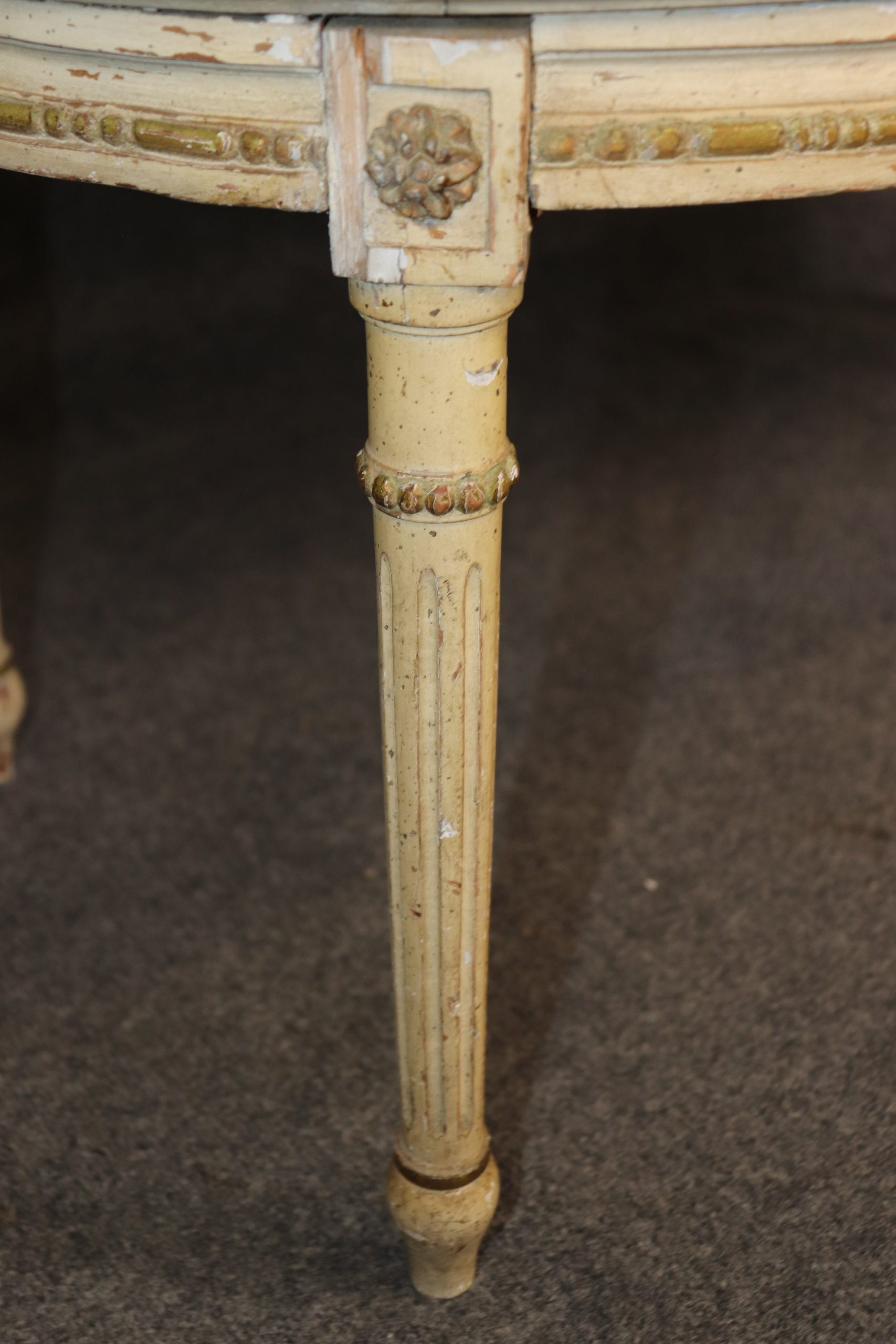 French Louis XVI Style Distressed Paint Decorated Cane Back Settee, Loveseat - Image 7