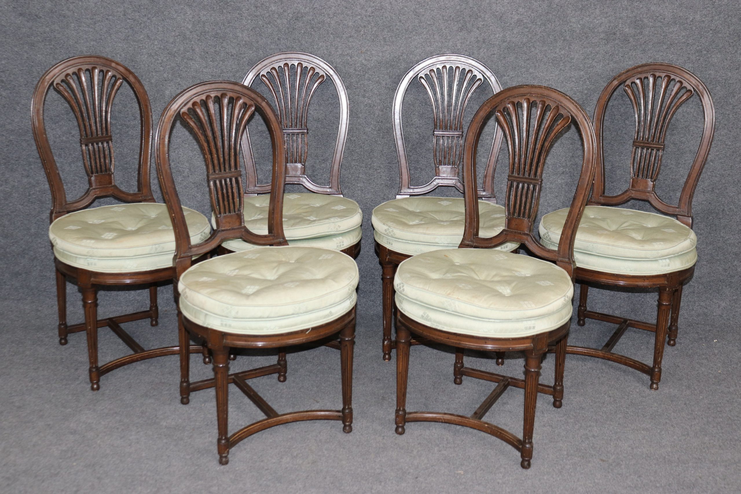 6 Louis XVI Style Balloon Back Side Chairs, Vintage Chairs - Image 2