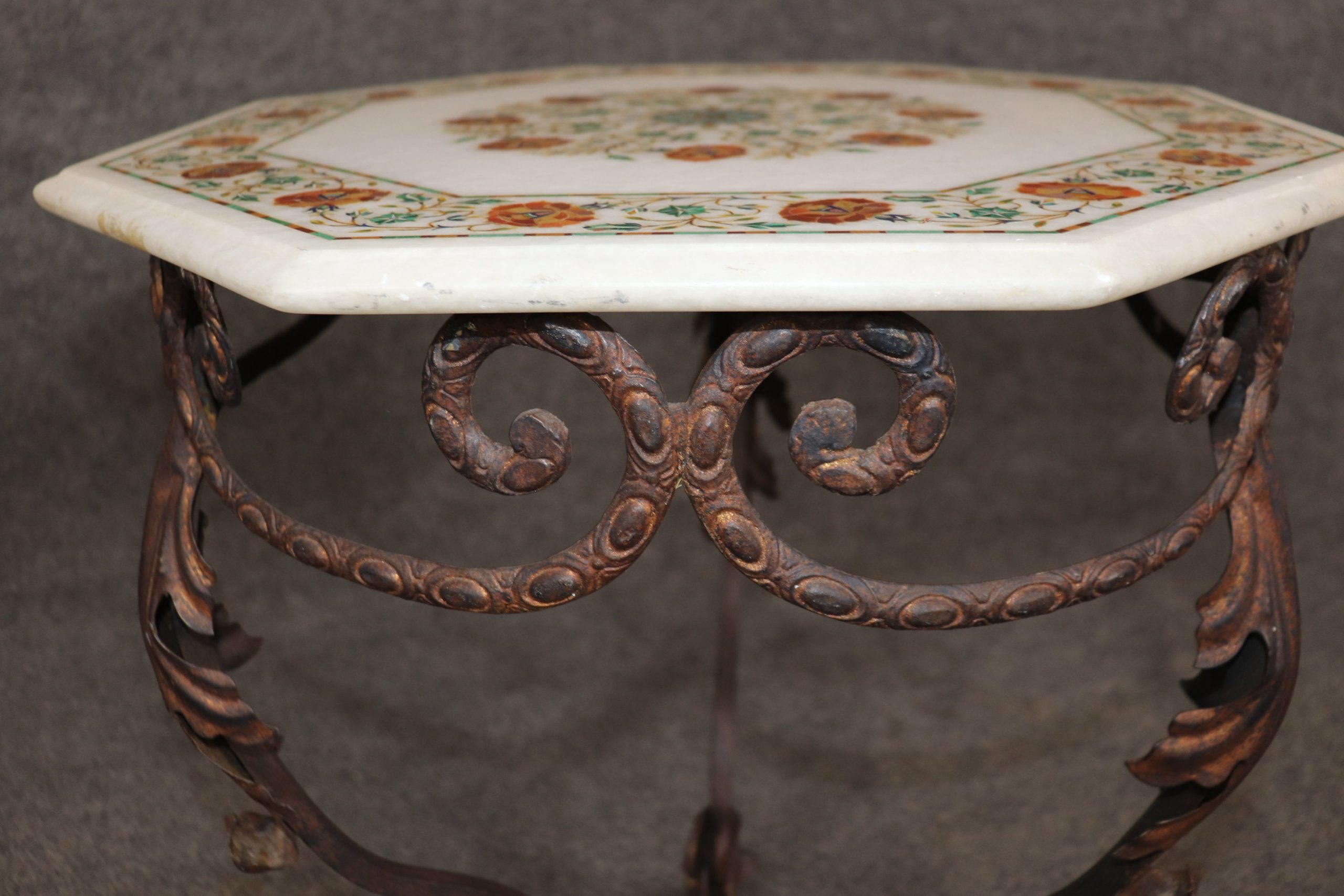 Vintage Italian Accent Table with Pietra Dura Top, Side Table - Image 4