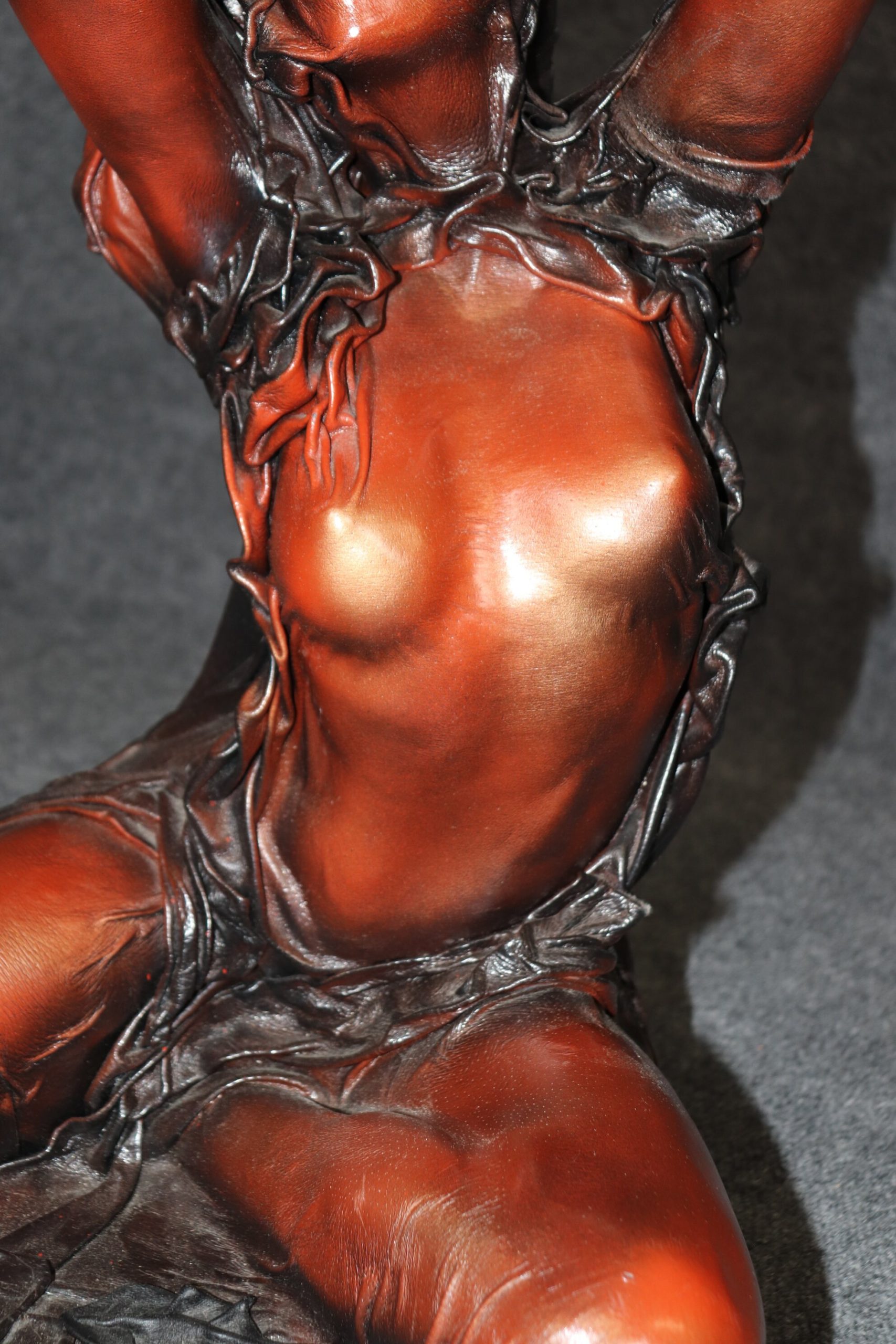 Vintage Leather Wrapped Glass Top Figural End Table by Daphne Du Barry, Sculptural Table - Image 6