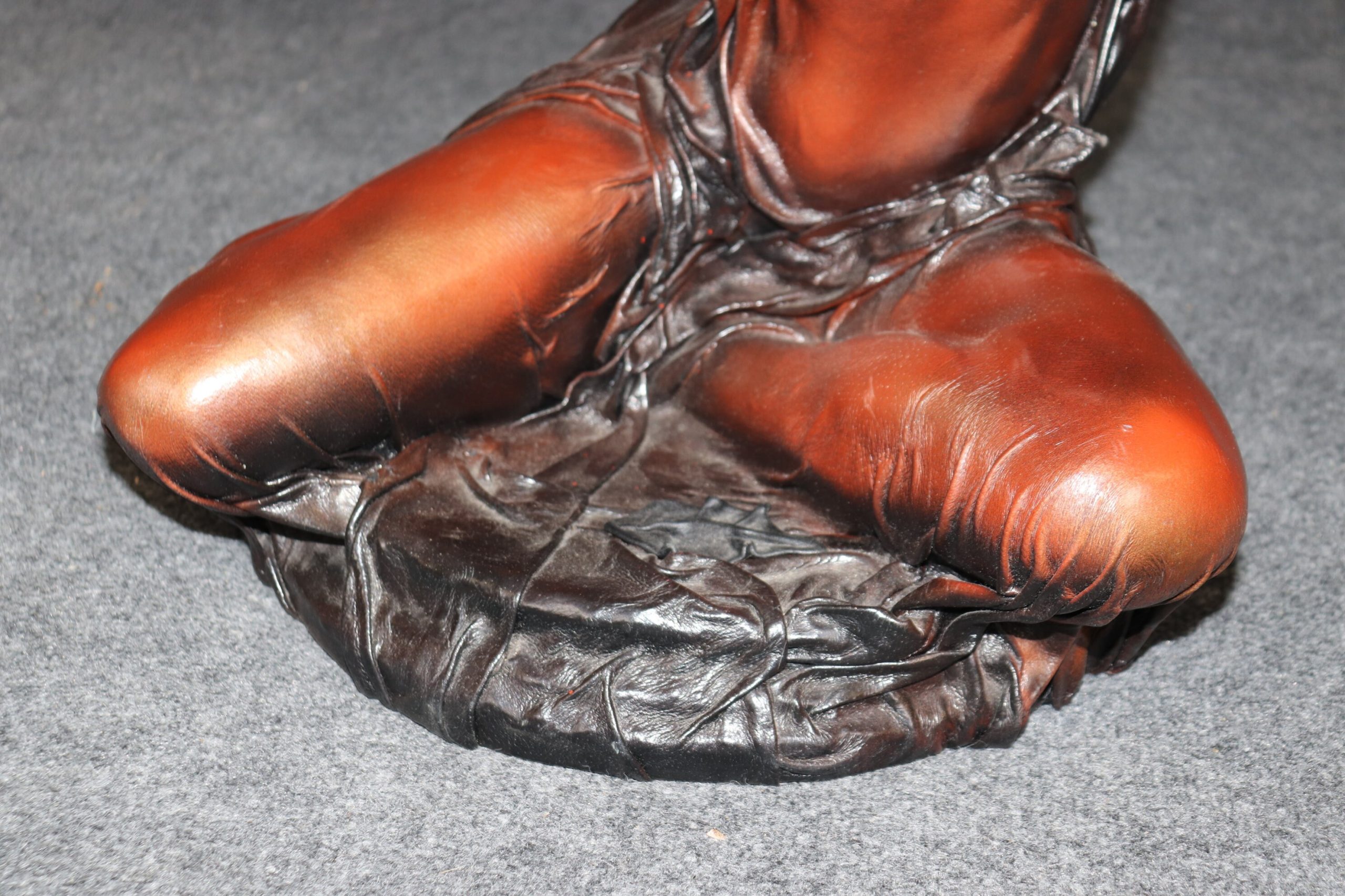 Vintage Leather Wrapped Glass Top Figural End Table by Daphne Du Barry, Sculptural Table - Image 7