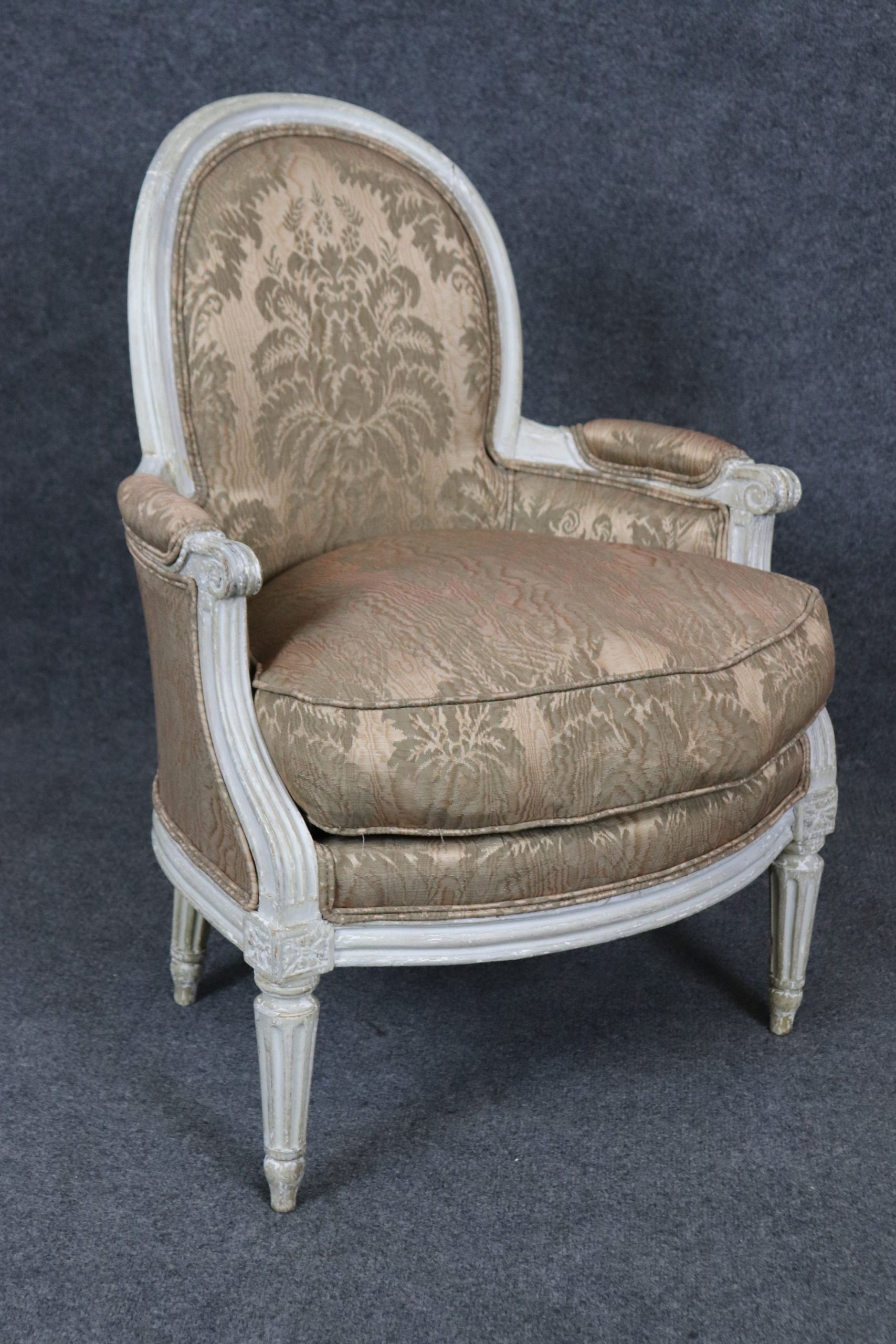 Pair of 18th Century Louis XVI White Paint Decorated Bergeres, Armchairs - Image 6