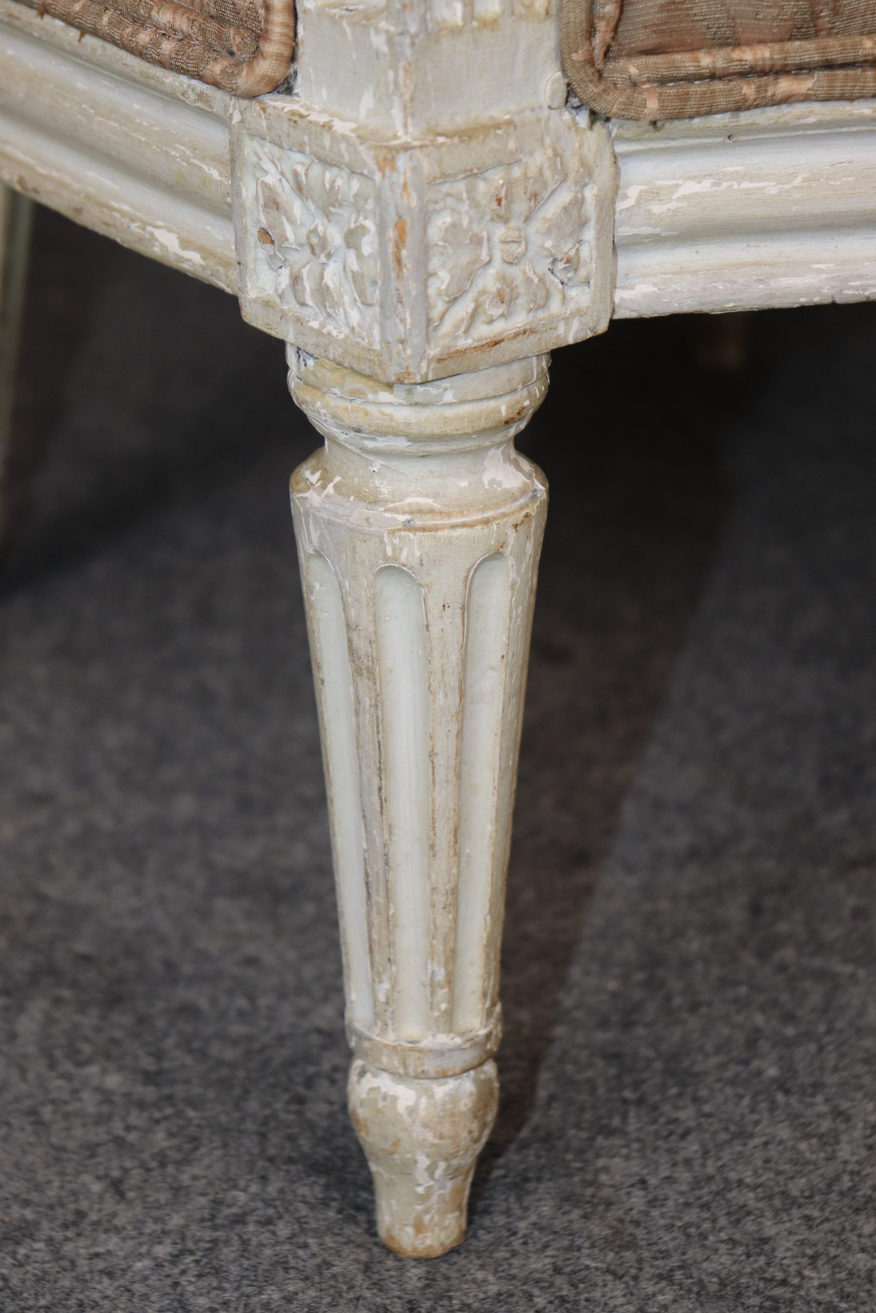 Pair of 18th Century Louis XVI White Paint Decorated Bergeres, Armchairs - Image 7