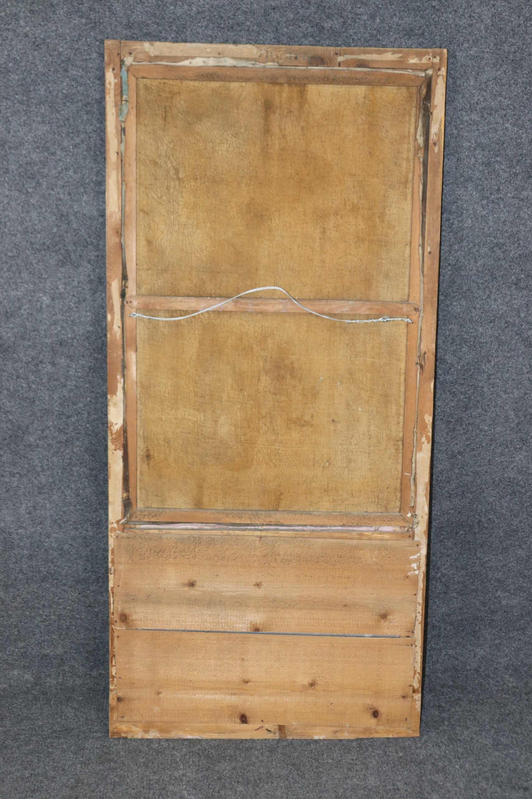 Antique 19th Century Distressed Gold Gilt Trumeau Wall Hanging Mirror, Accent Mirror - Image 4