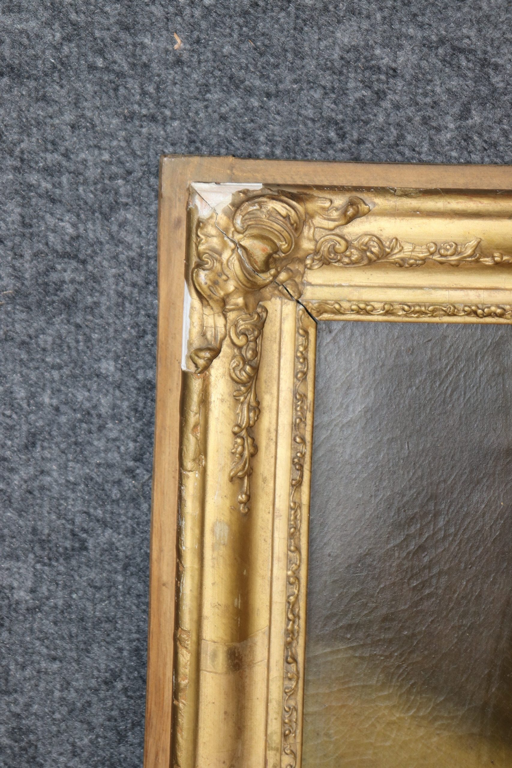 Antique 19th Century Distressed Gold Gilt Trumeau Wall Hanging Mirror, Accent Mirror - Image 6