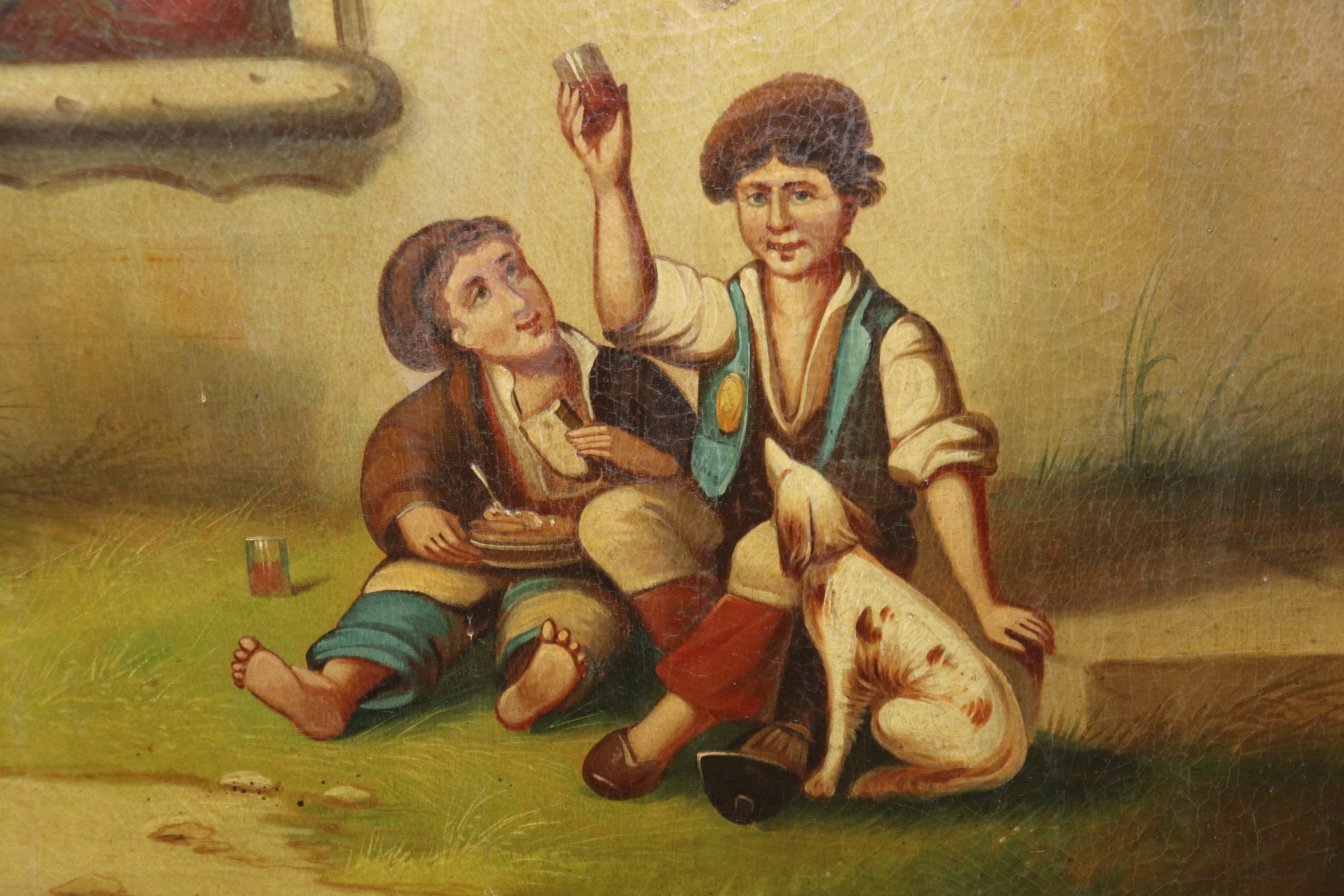 Antique 19th Century Distressed Gold Gilt Trumeau Wall Hanging Mirror, Accent Mirror - Image 7