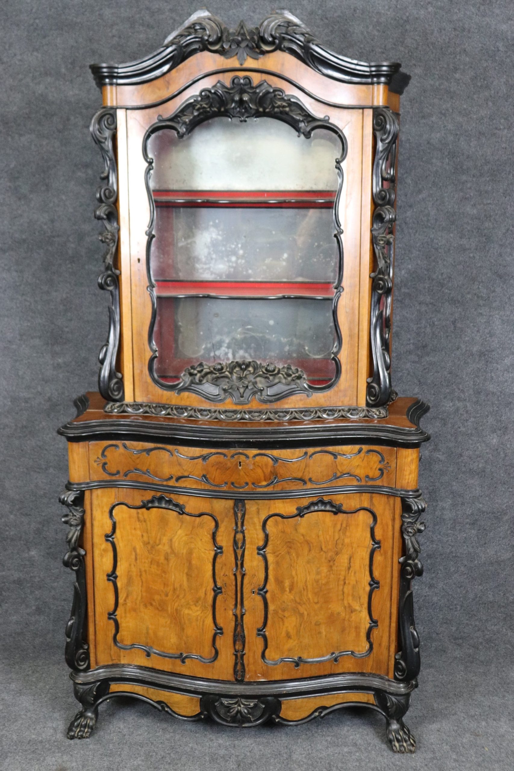 Antique 19th Century French 2 Piece Display Cabinet, China Cabinet - Image 2