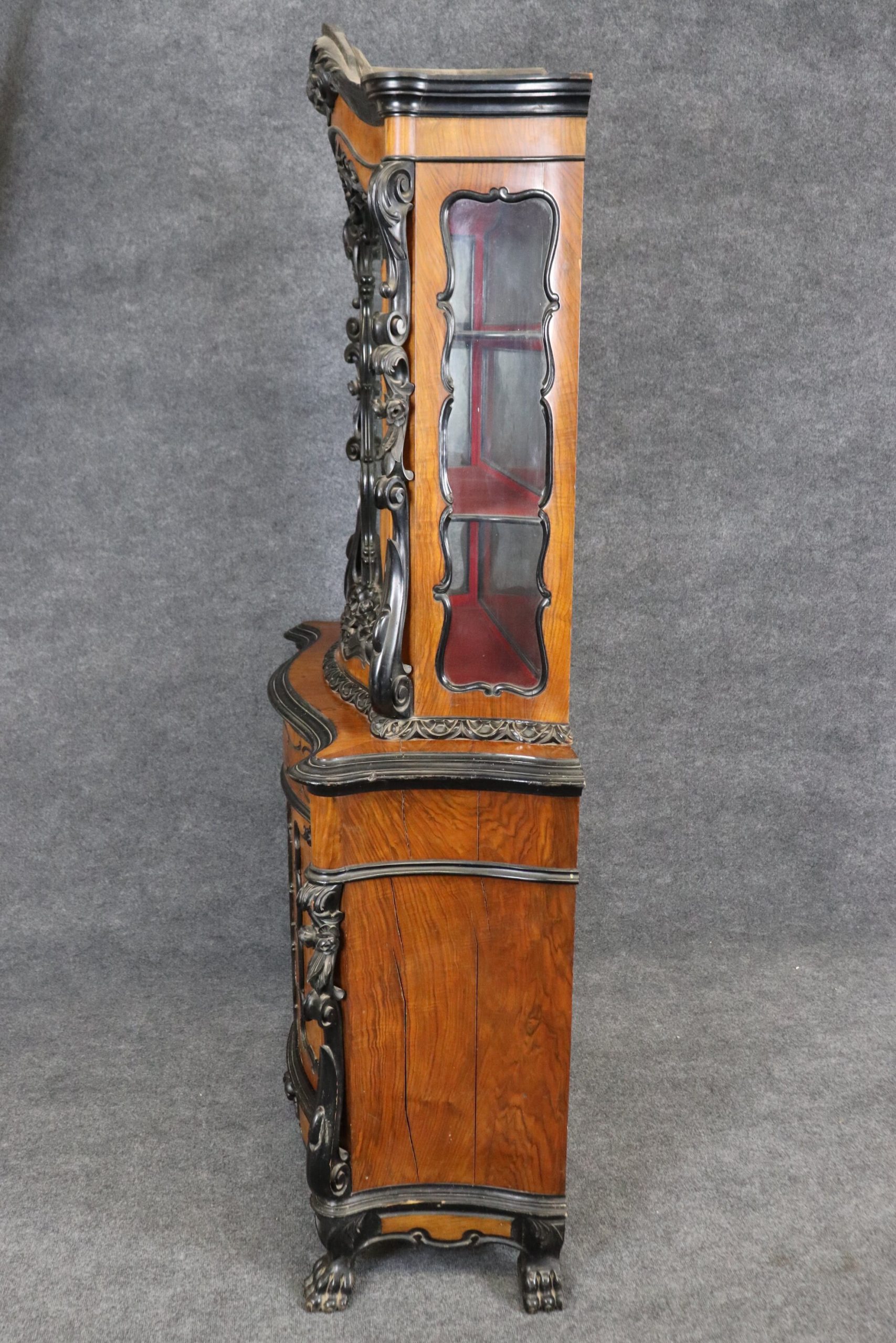 Antique 19th Century French 2 Piece Display Cabinet, China Cabinet - Image 3