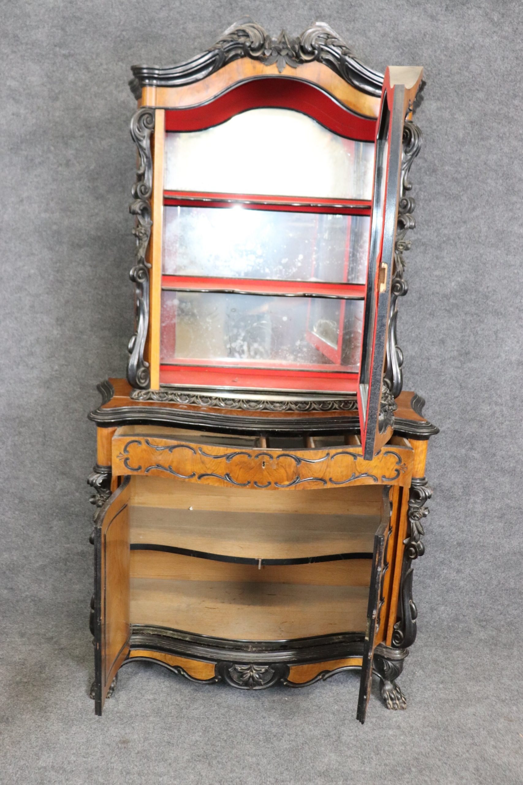 Antique 19th Century French 2 Piece Display Cabinet, China Cabinet - Image 4